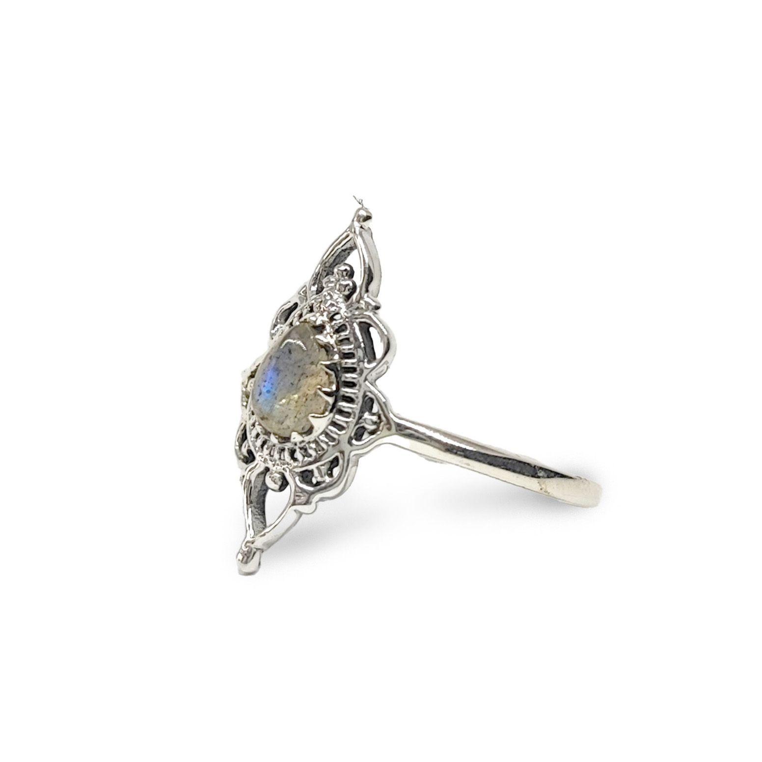 Anillos Ishani Piedra Labradorita Plata Fina 925-2