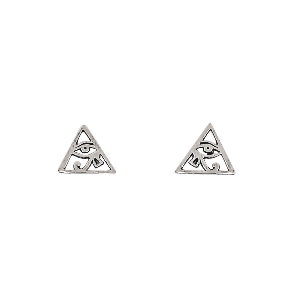 Aros Triángulo Ojo Horus Plata Fina 925-2