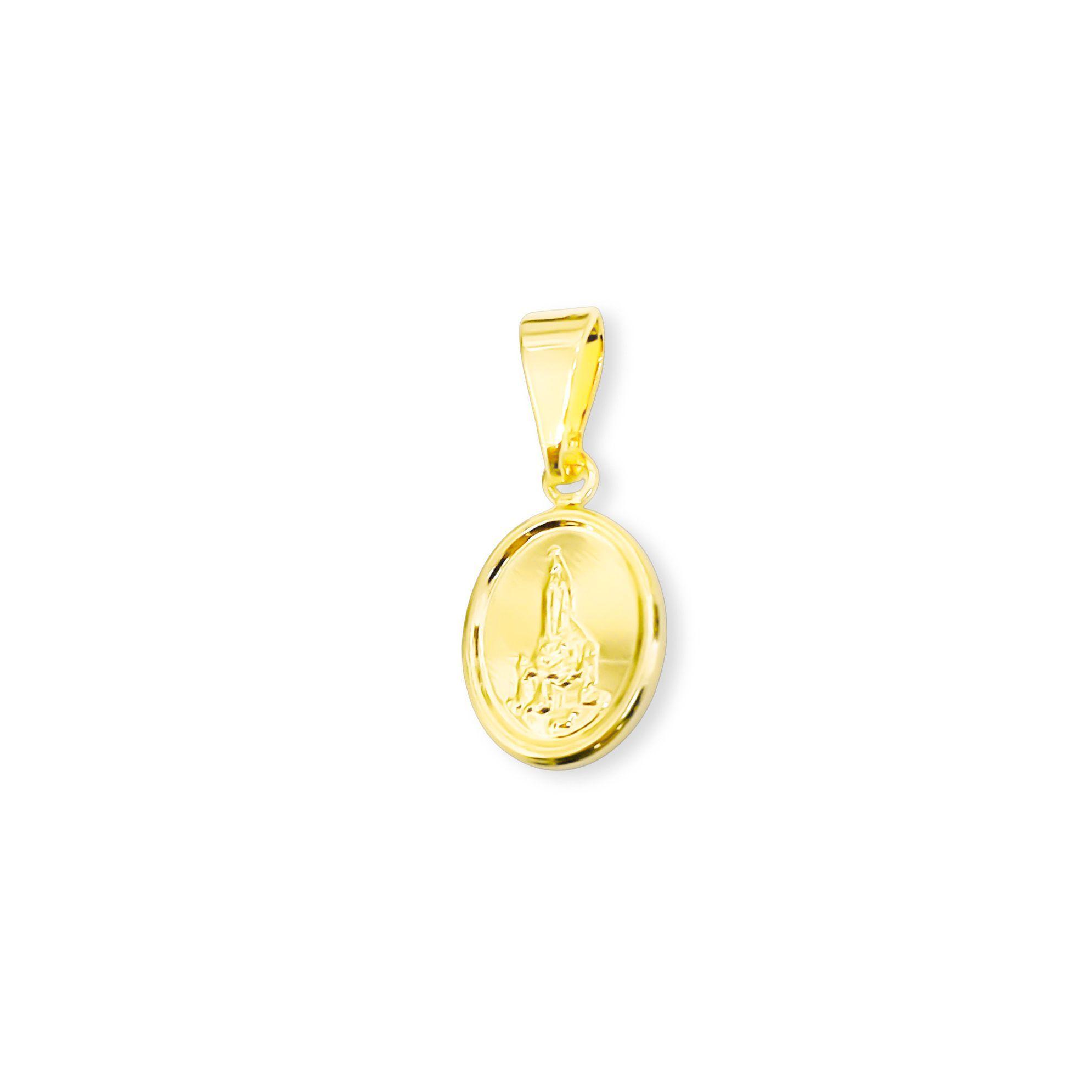 Colgante Medalla Virgen F tima Ovalado Enchapado Oro 18K-2