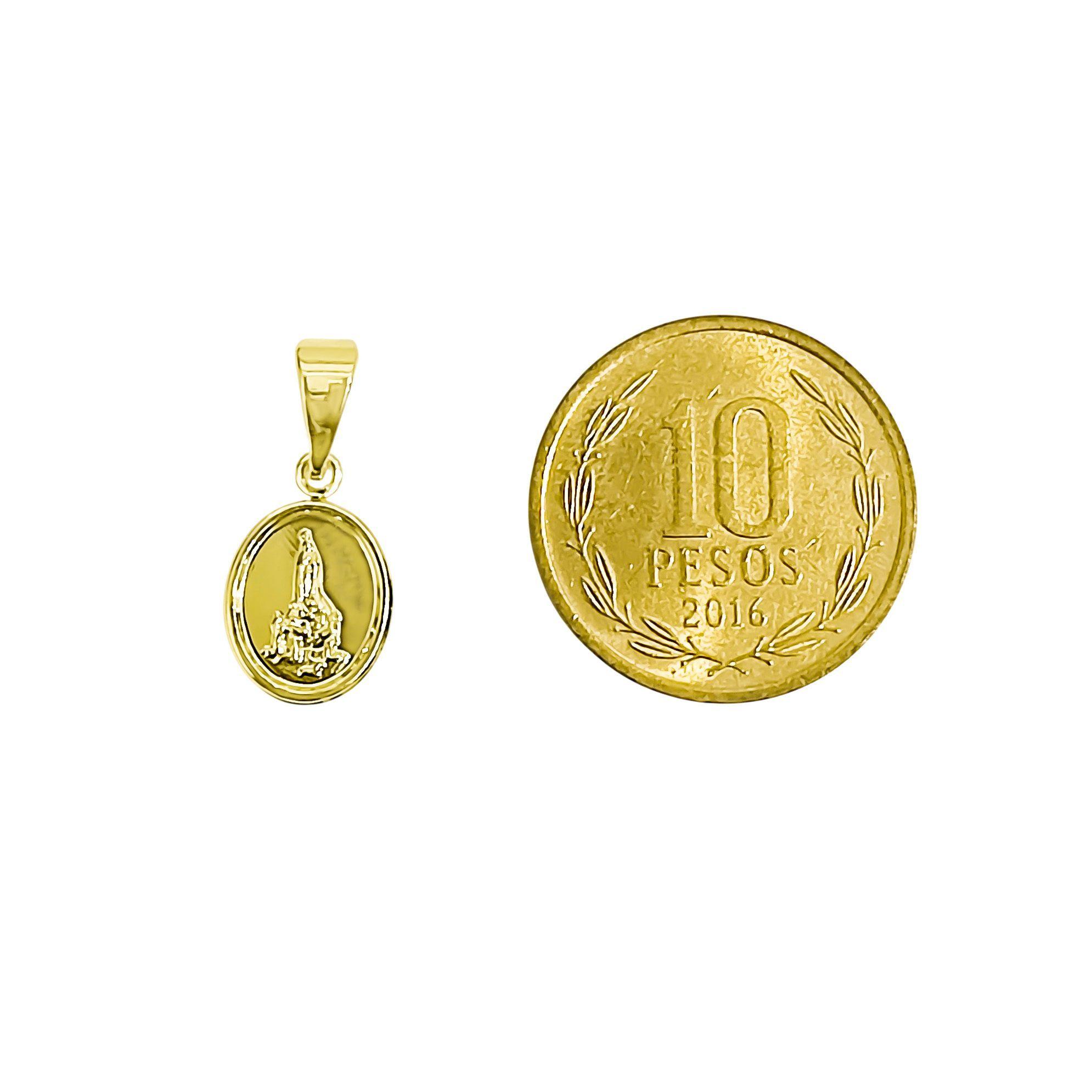 Colgante Medalla Virgen F tima Ovalado Enchapado Oro 18K-3