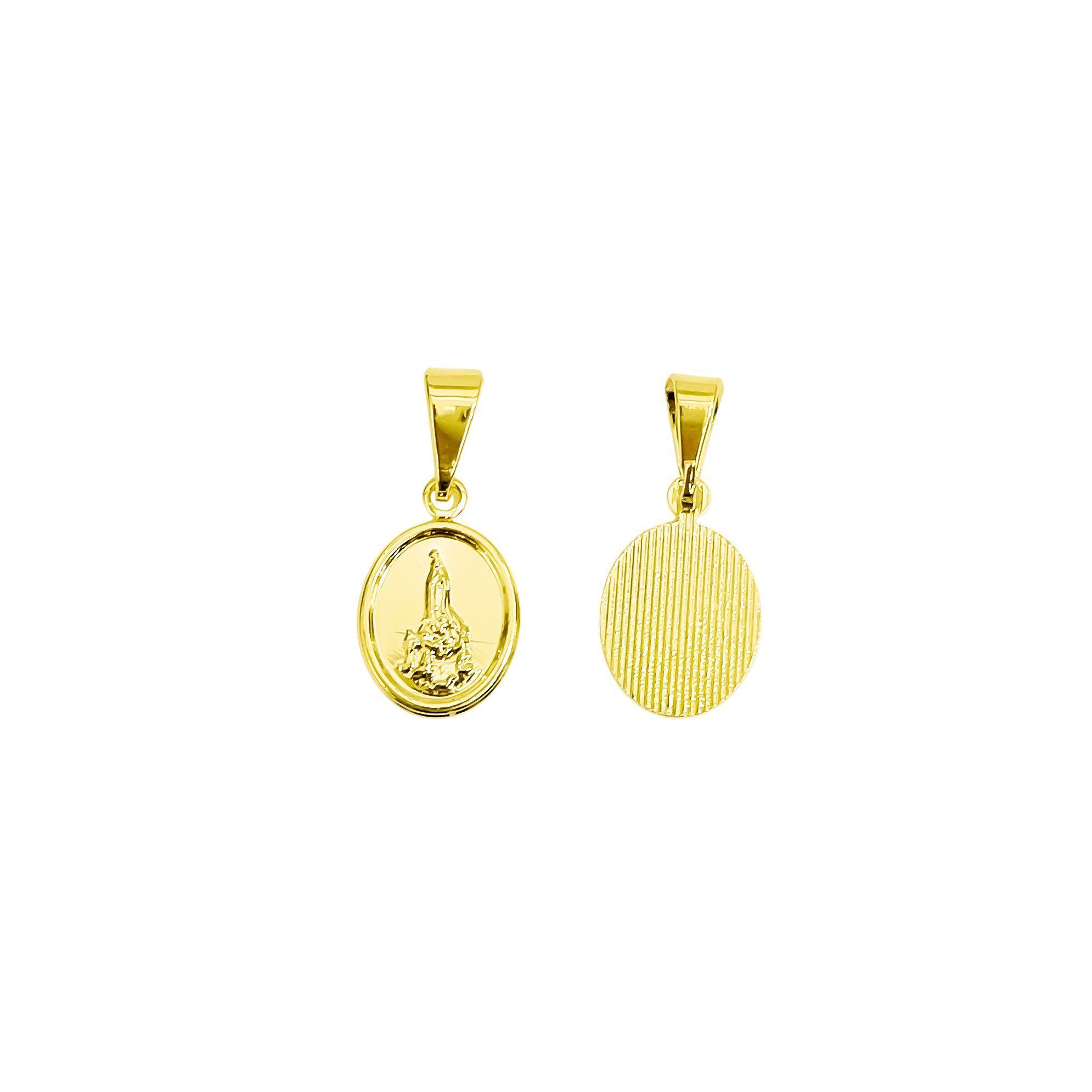 Colgante Medalla Virgen F tima Ovalado Enchapado Oro 18K-4