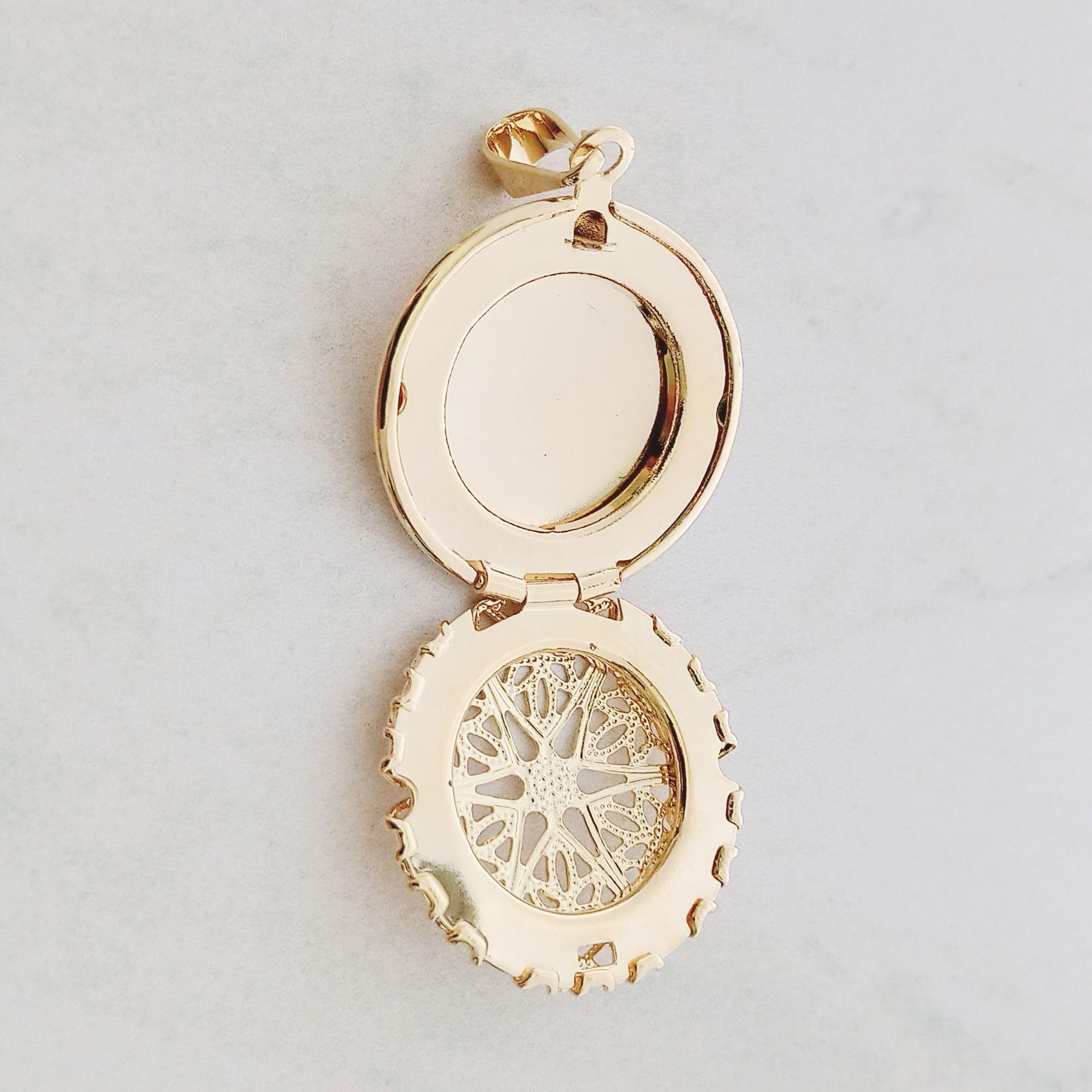 Colgante Guardapelo Redondo Filigrana Enchapado Oro 18K-3