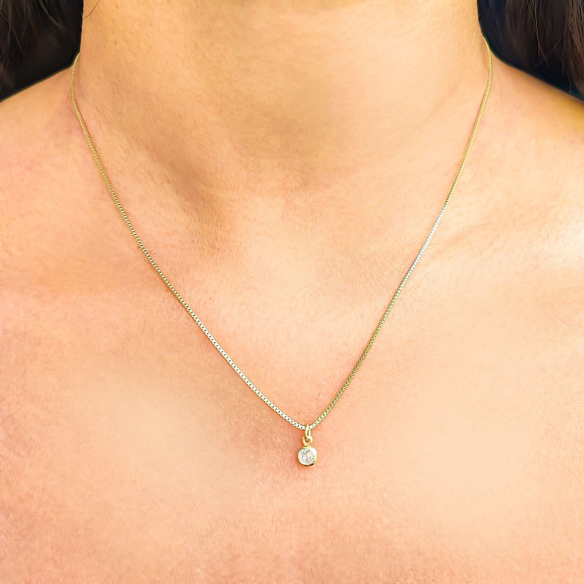 Collar Punto De Luz 42cm Enchapado Oro 18K-1