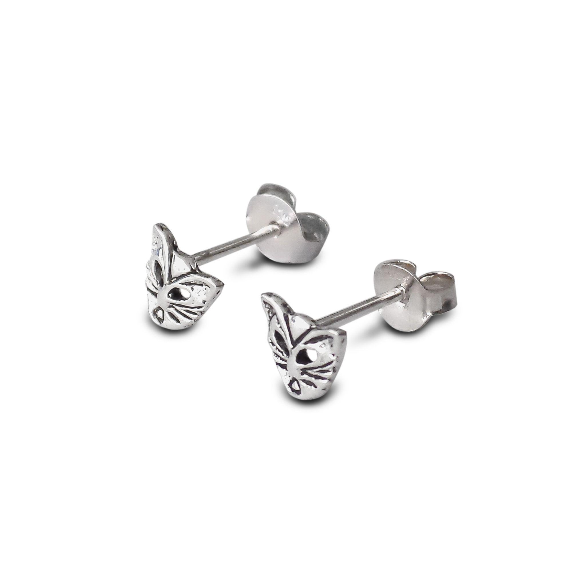 Aros Cara Gato Mini Plata Fina 925A-1
