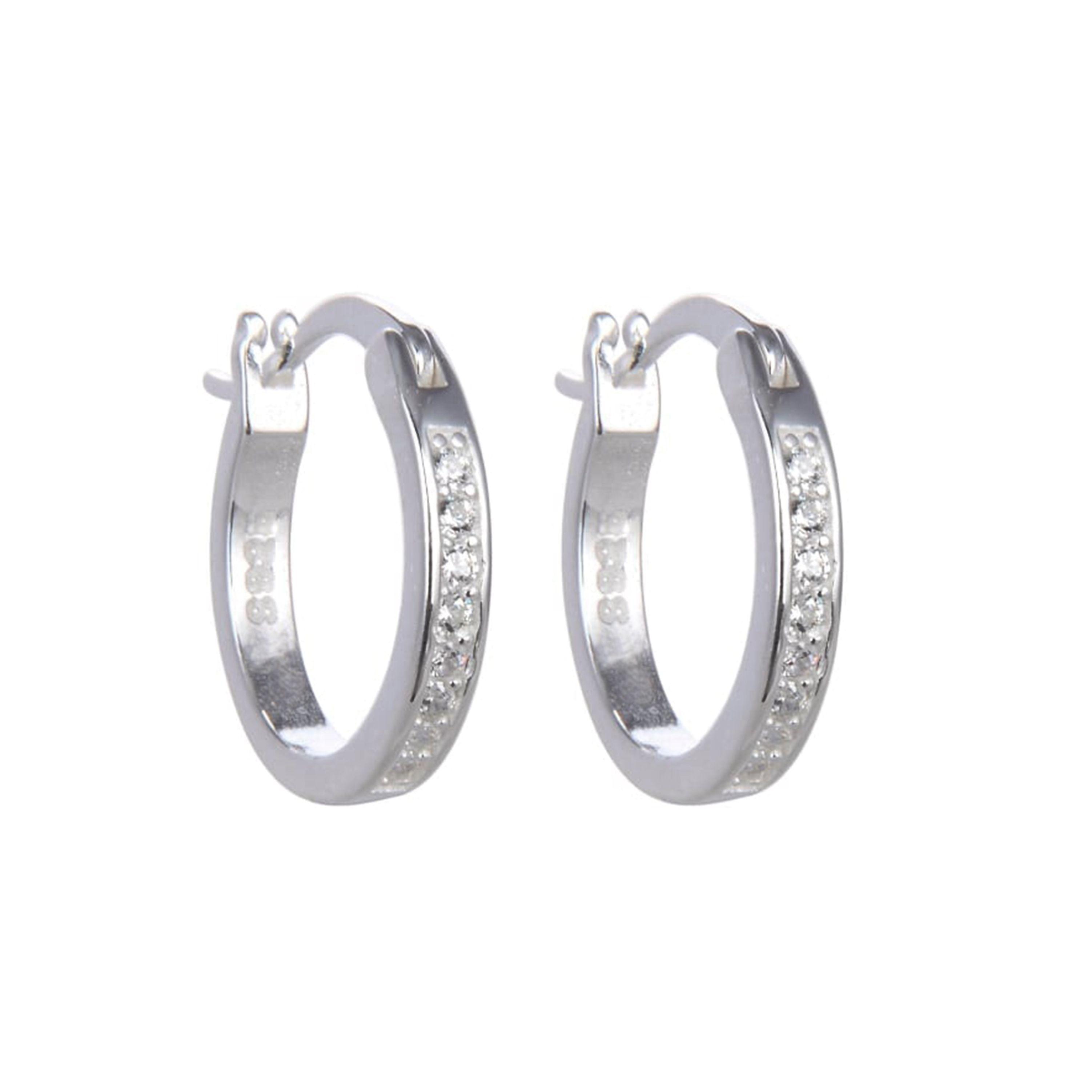 Aros Argolla Nataly Circón 14mm Plata Fina 925-0