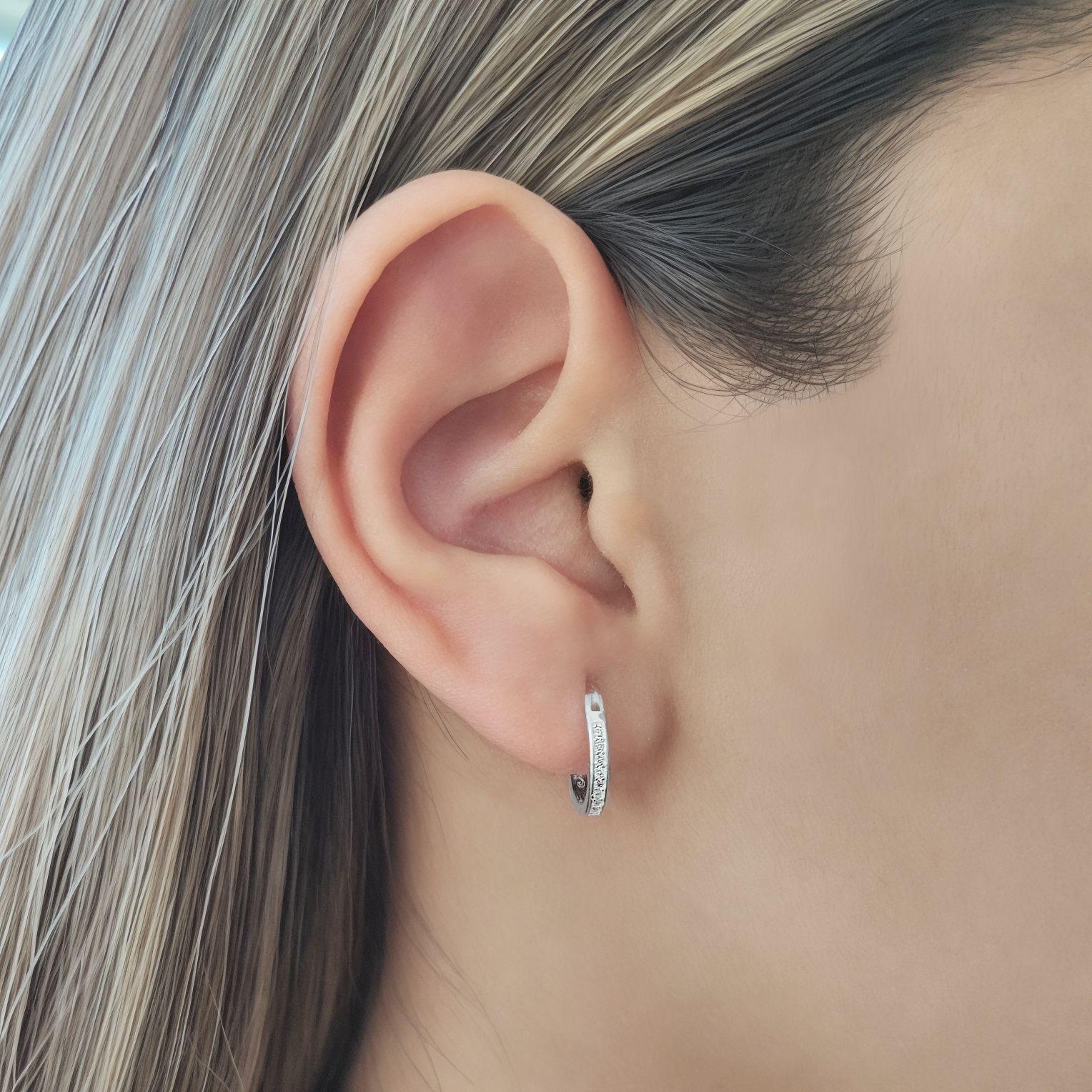 Aros Argolla Nataly Circón 14mm Plata Fina 925-2