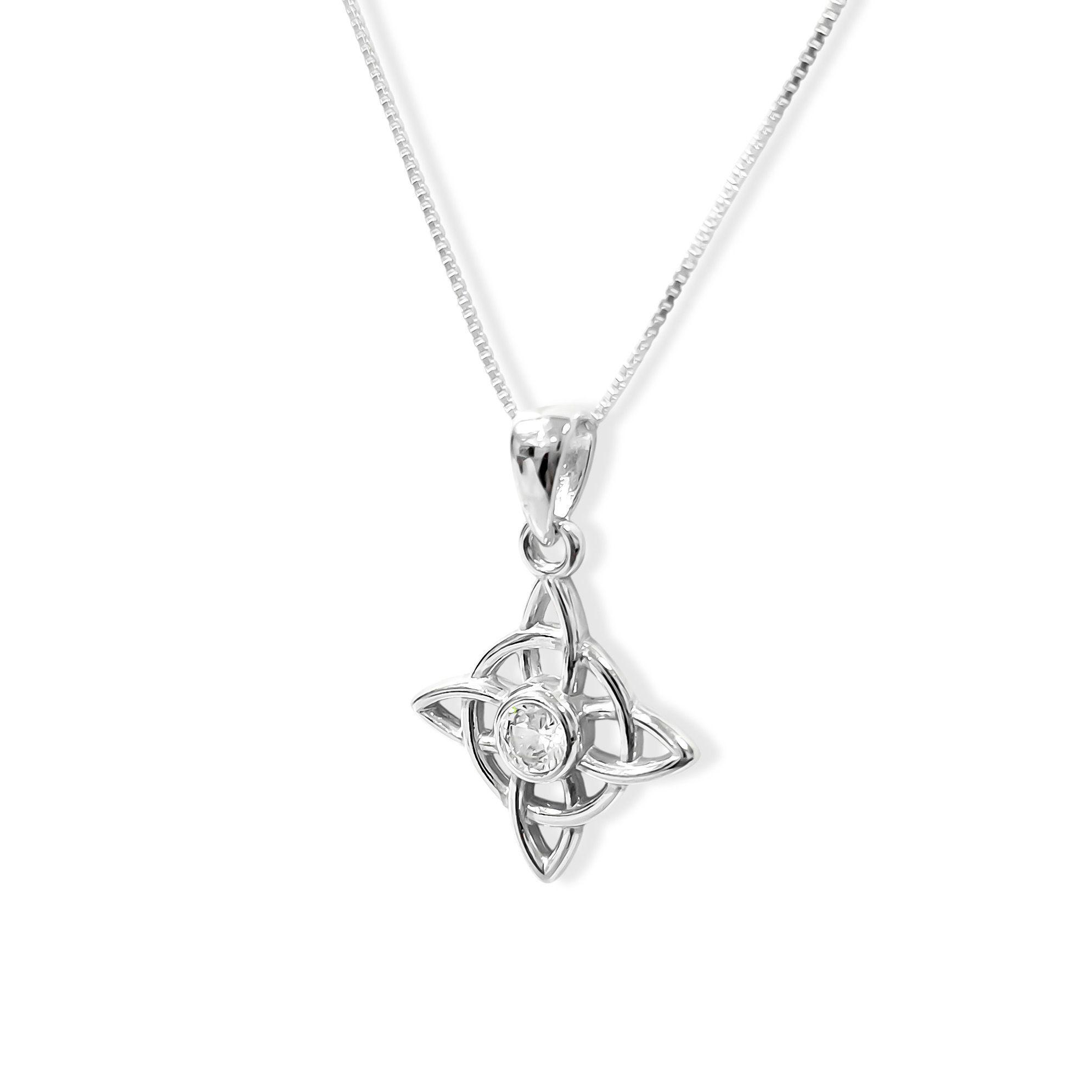 Collar Nudo De Bruja Circón Blanco Plata Fina 925-2