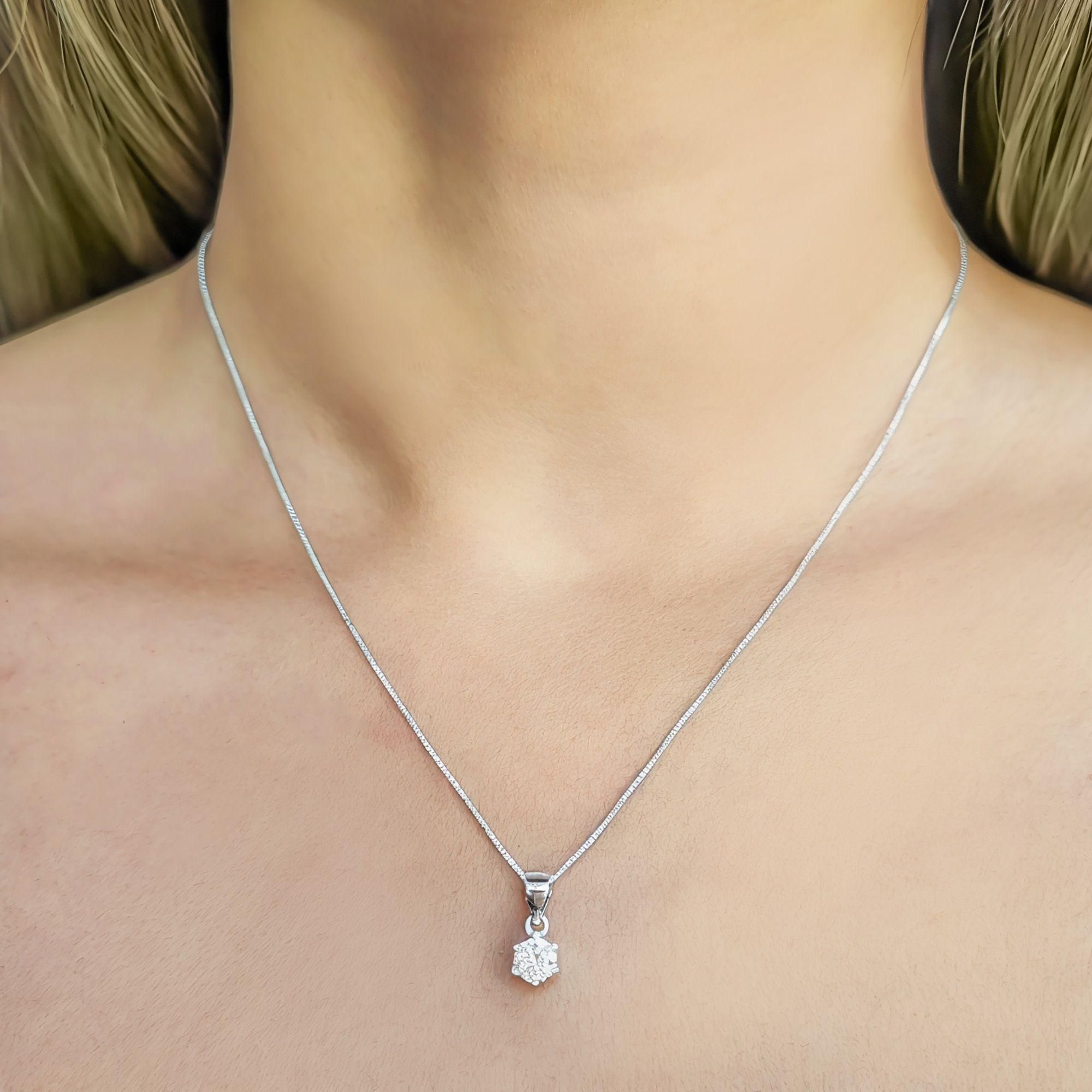 Collar Punto De Luz Circón Blanco Grifas Plata Fina 925-1