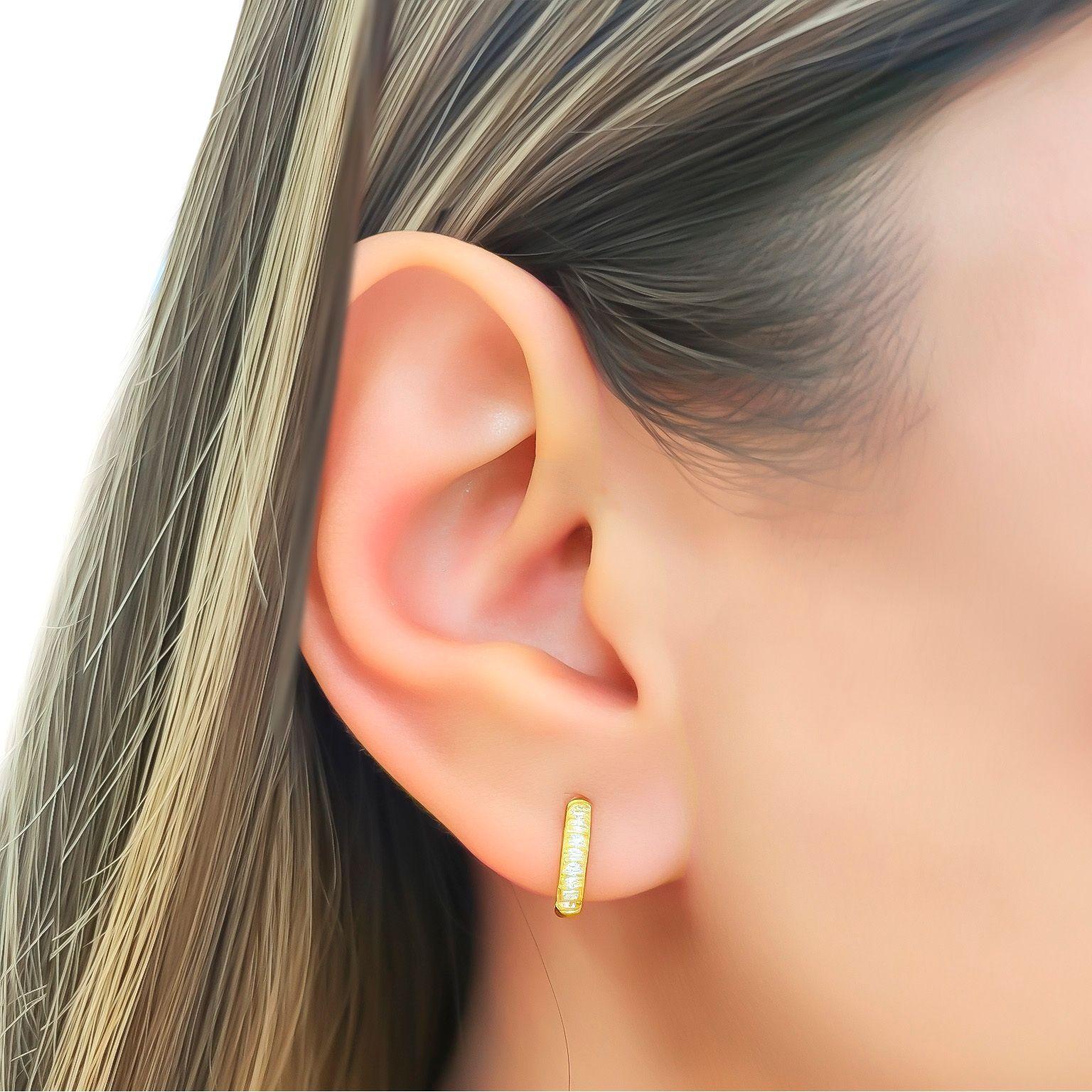 Aros Argolla Cintillo Micro Circón 12mm Enchapado Oro 18K-2