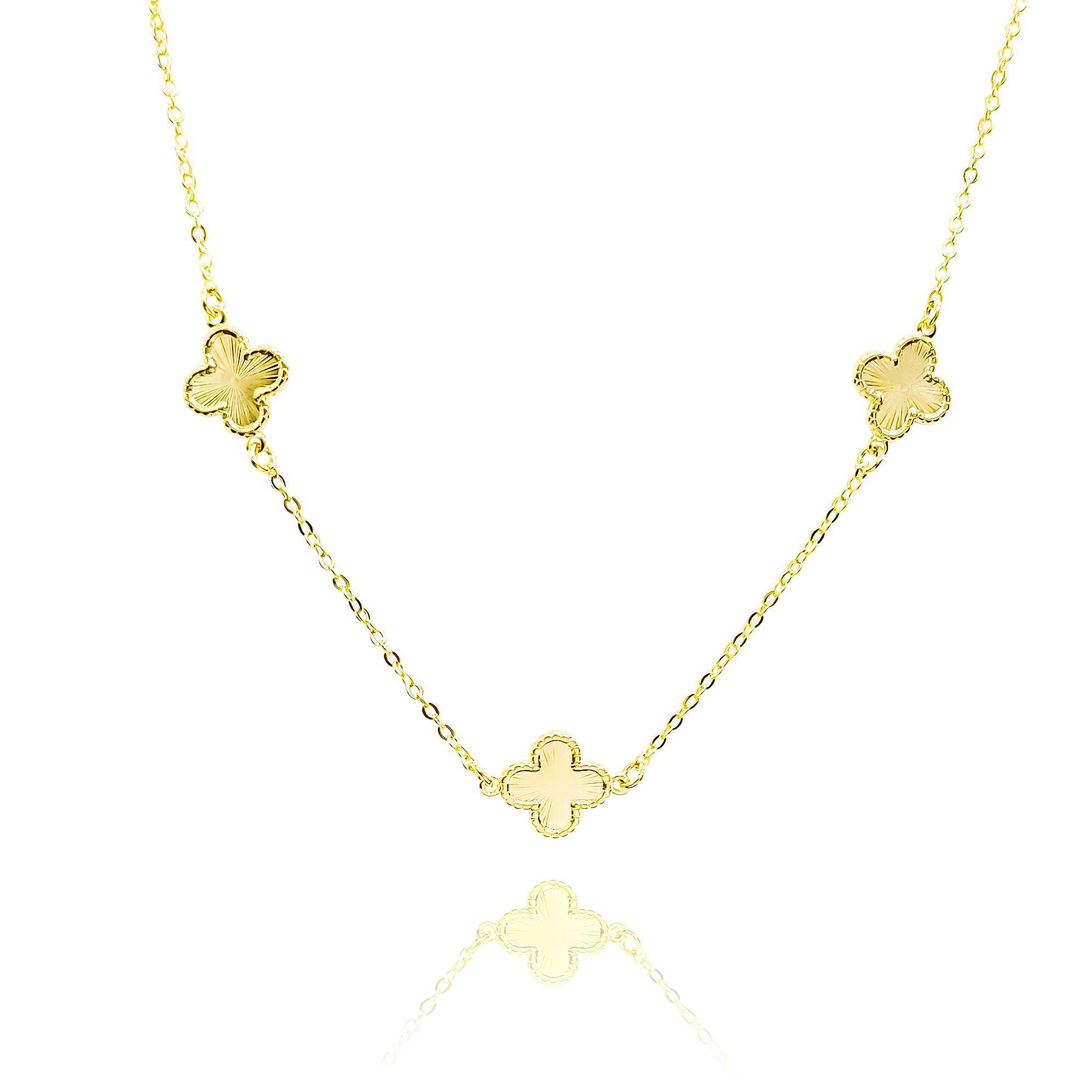 Collar Choker Trébol Satinado Enchapado Oro 18K-2