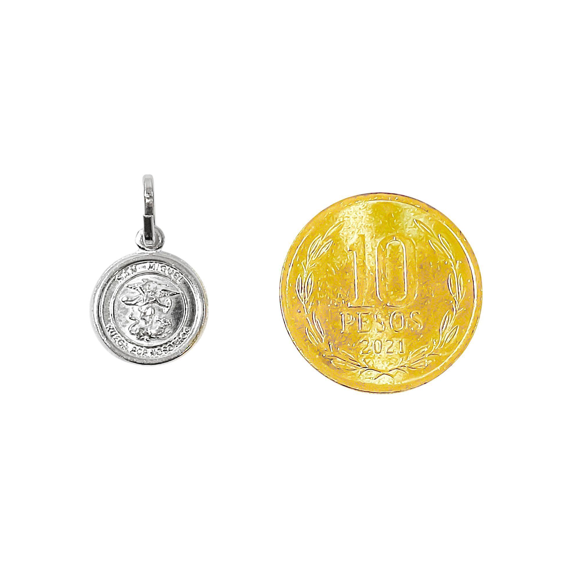 Colgante Medalla San Miguel Arcangel 12mm mini Plata Fina 925-4