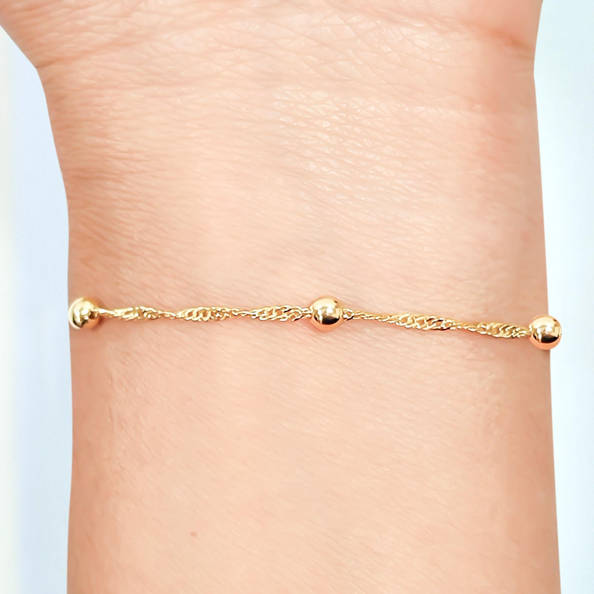 Pulsera Bolitas Singapur Enchapado Oro 18K-2