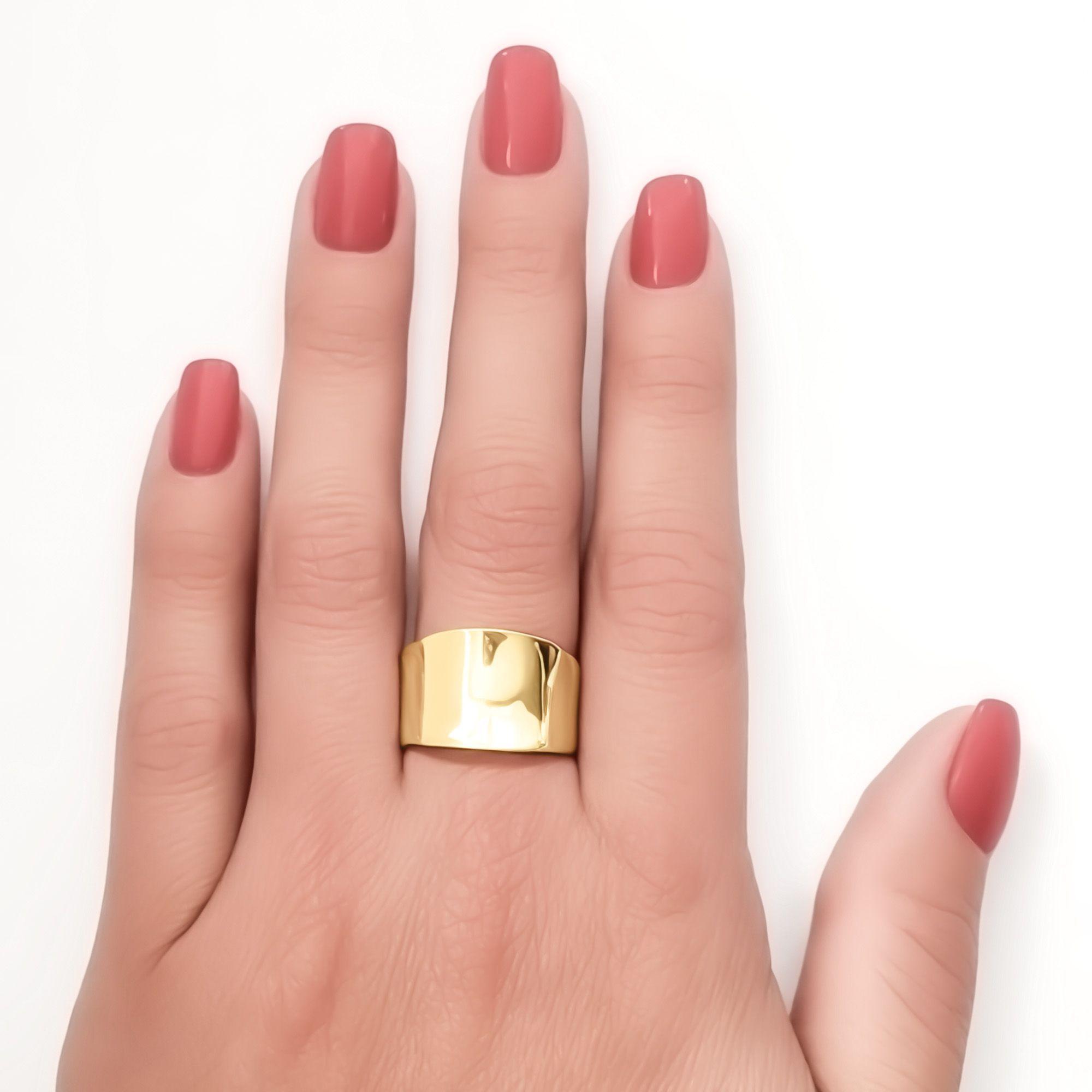 Anillo Lorena Cóncavo Liso Enchapado Oro 18K #19-2