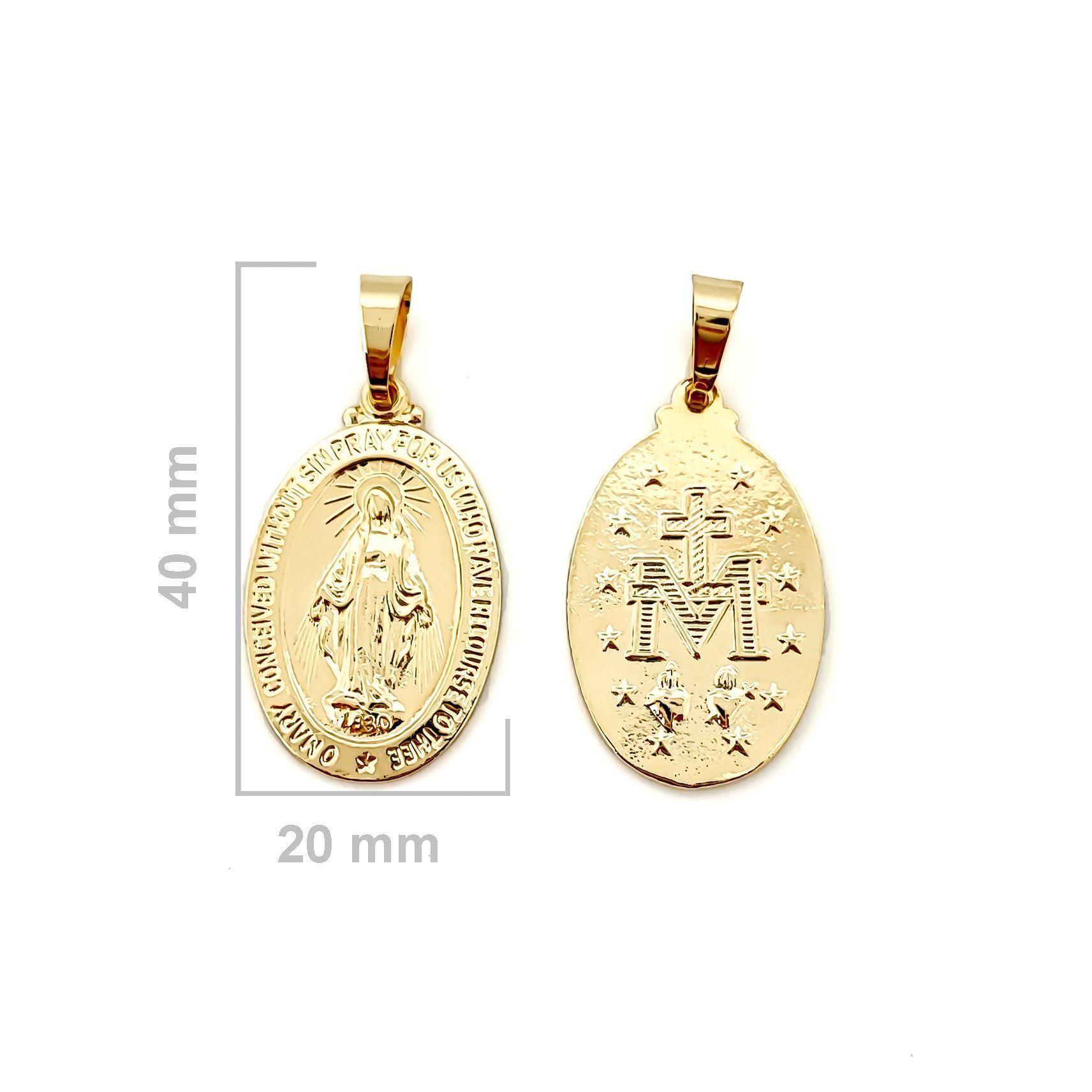 Colgante Medalla Virgen de los Rayos Grande 20mm Enchapado Oro 18K-2