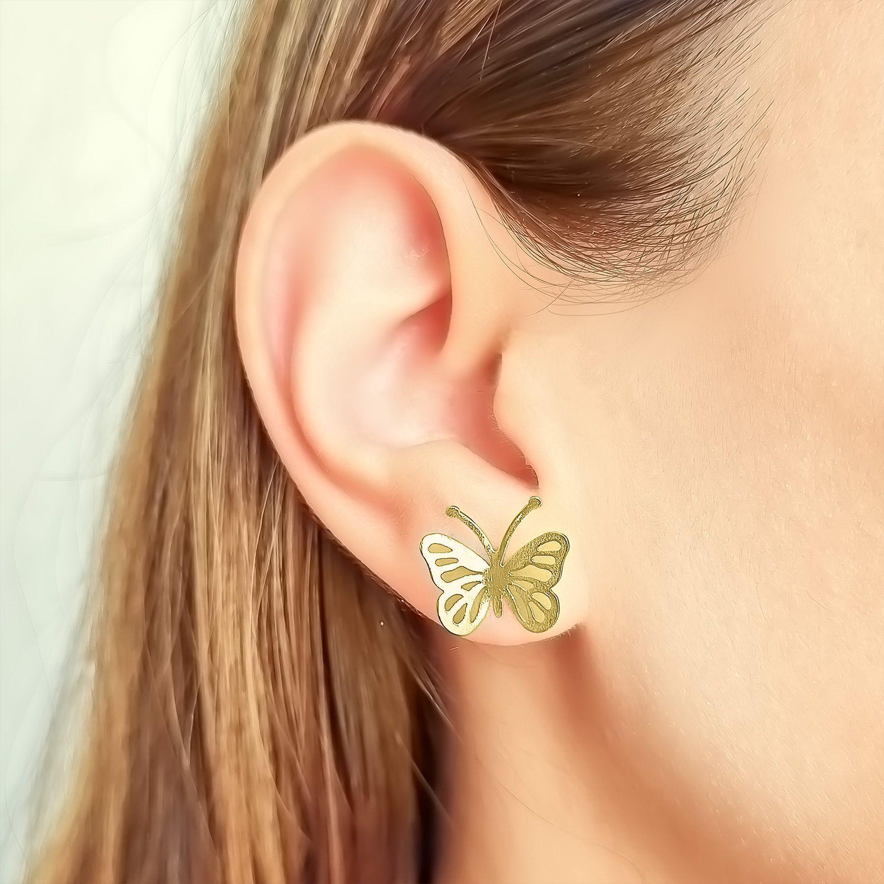  Aros Mariposa Calada Enchapado Oro 18K-2