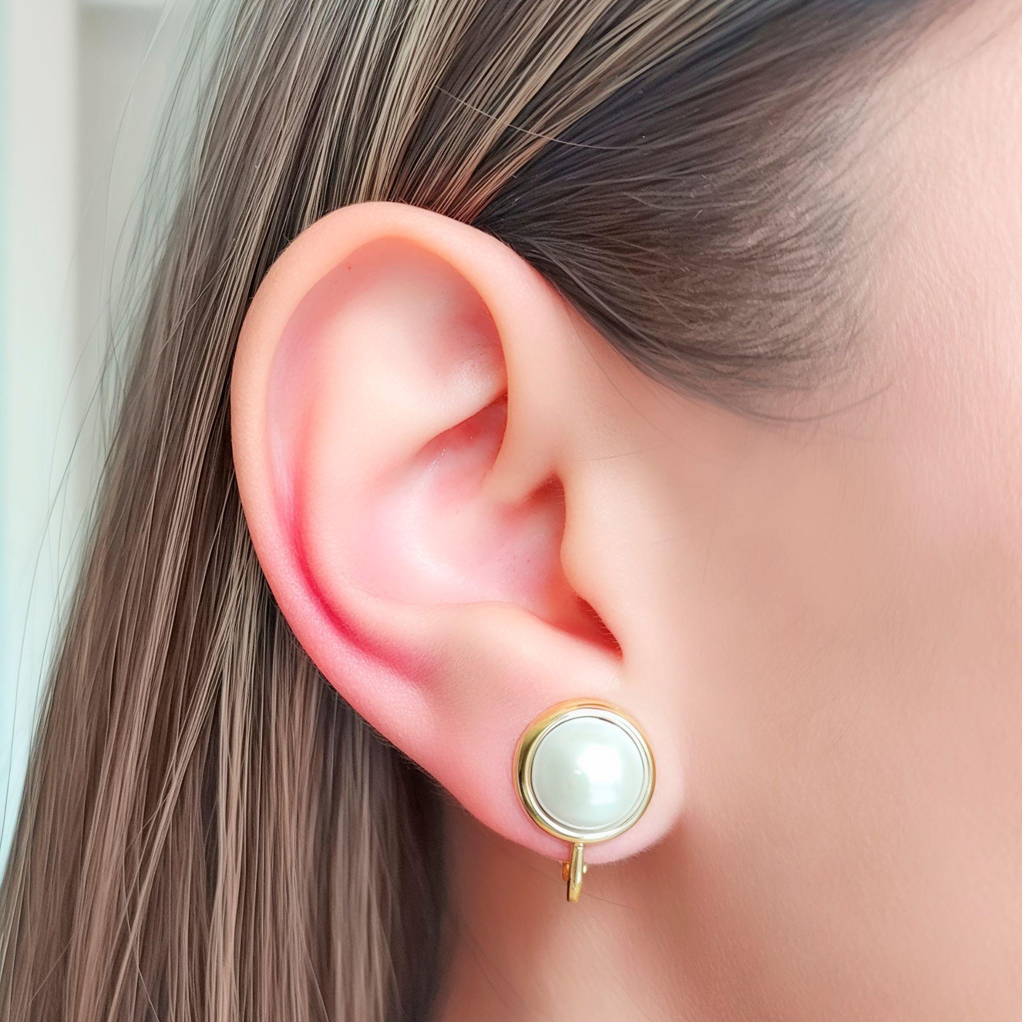 Aros Perla 10mm Clip Enchapado Oro 18K-4