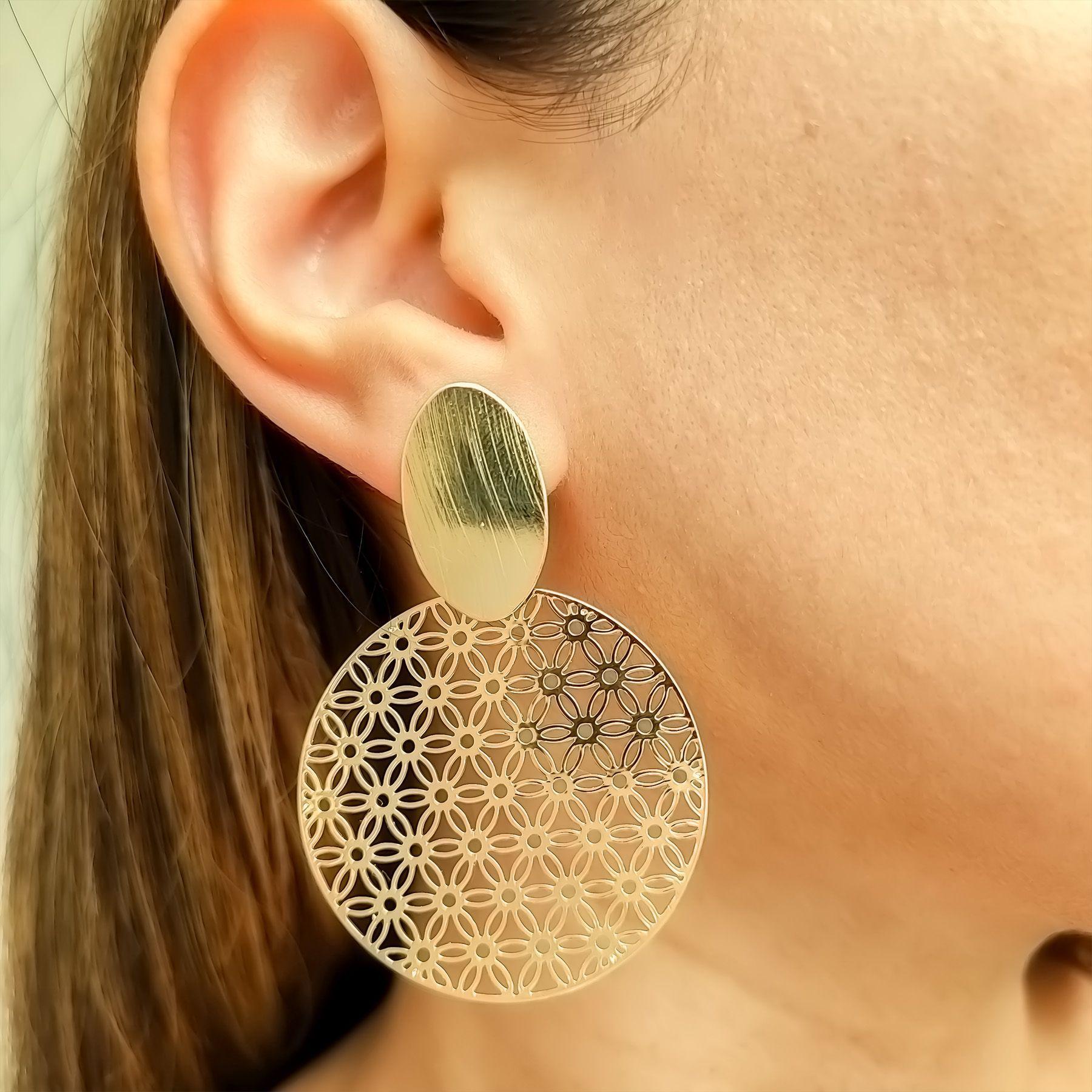 Aros Flor De Vida Mandala Enchapado Oro 18K-2