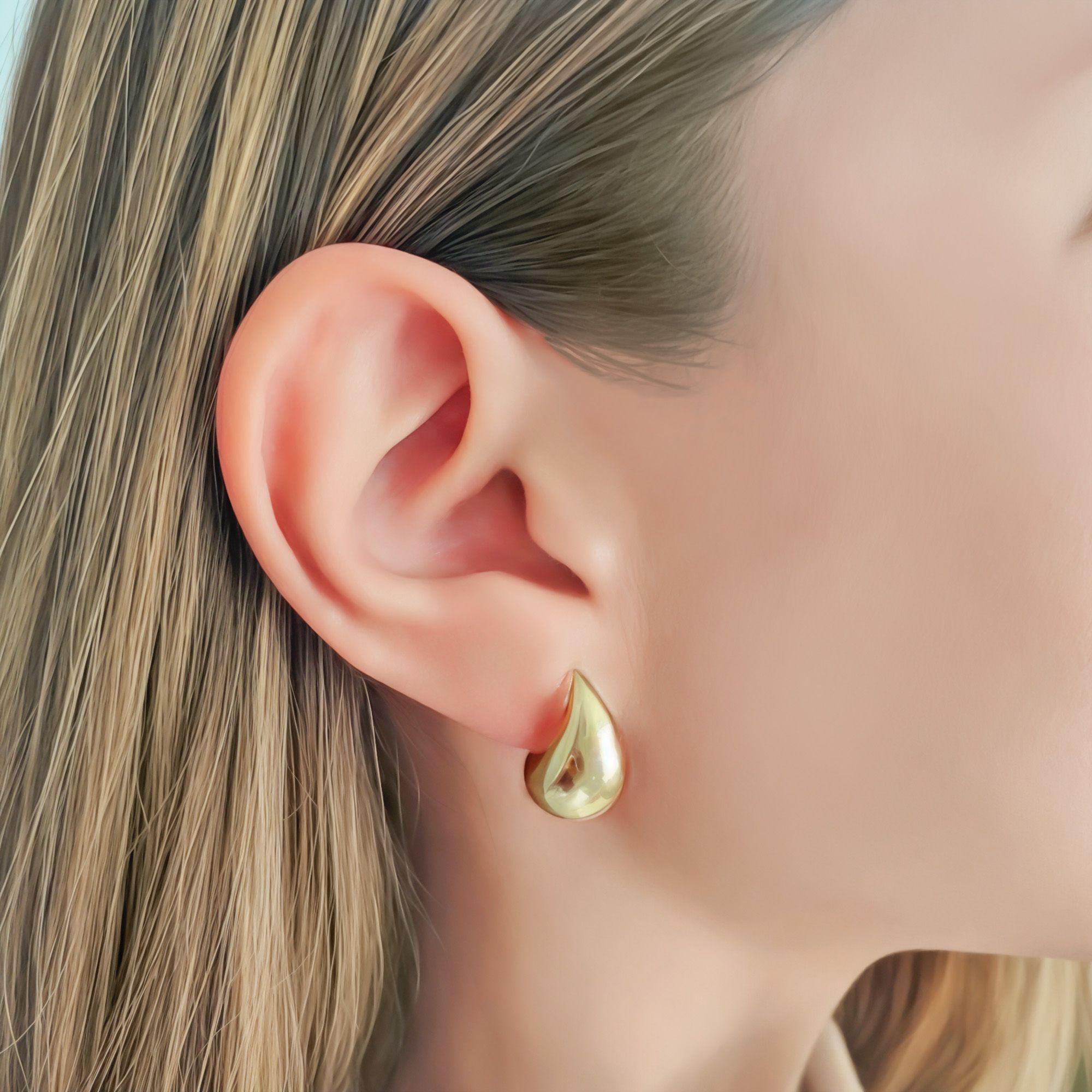 Aros Gloria Gota Inflada Enchapado Oro 18K-3