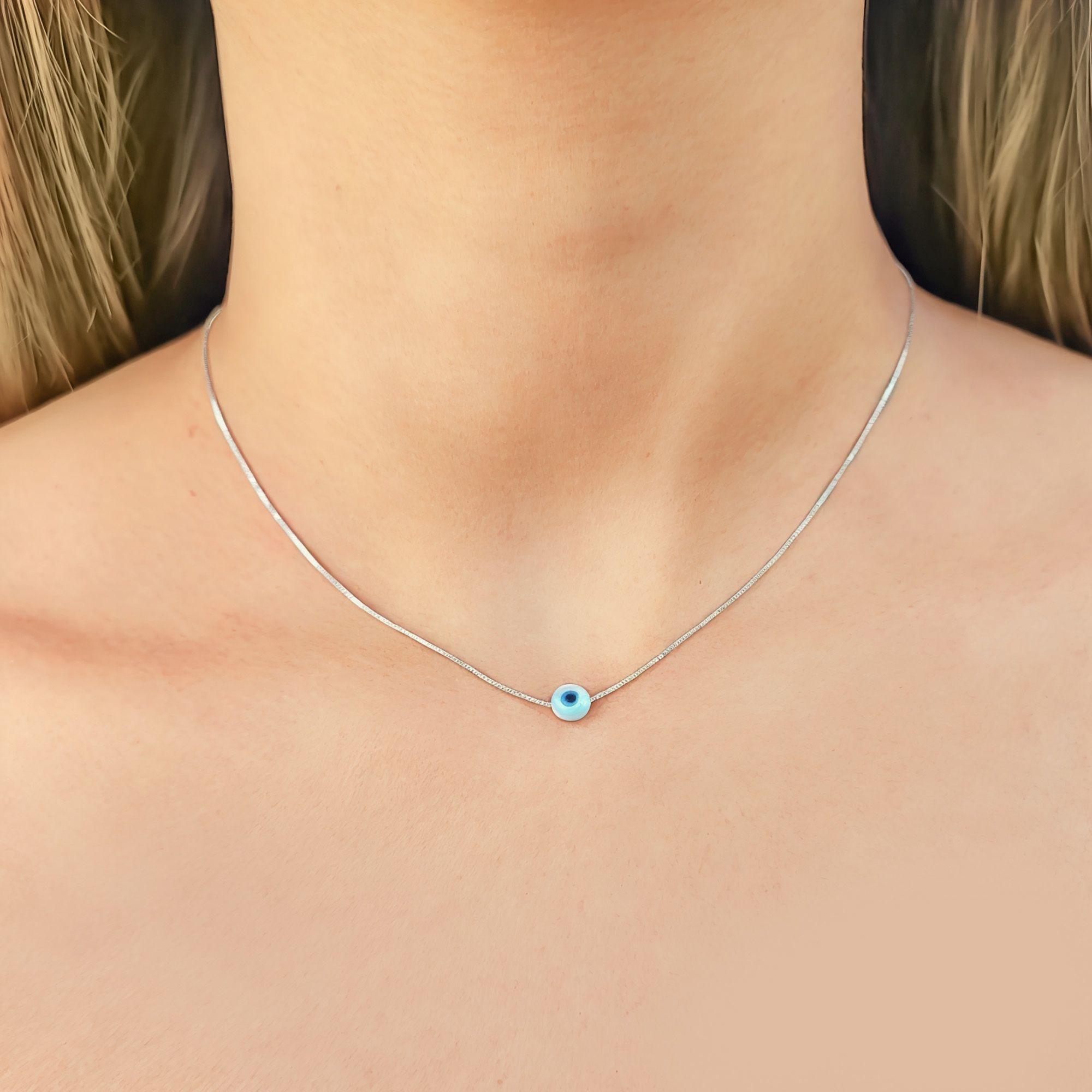 Collar Ojo Turco Nácar Plata Fina 925-2