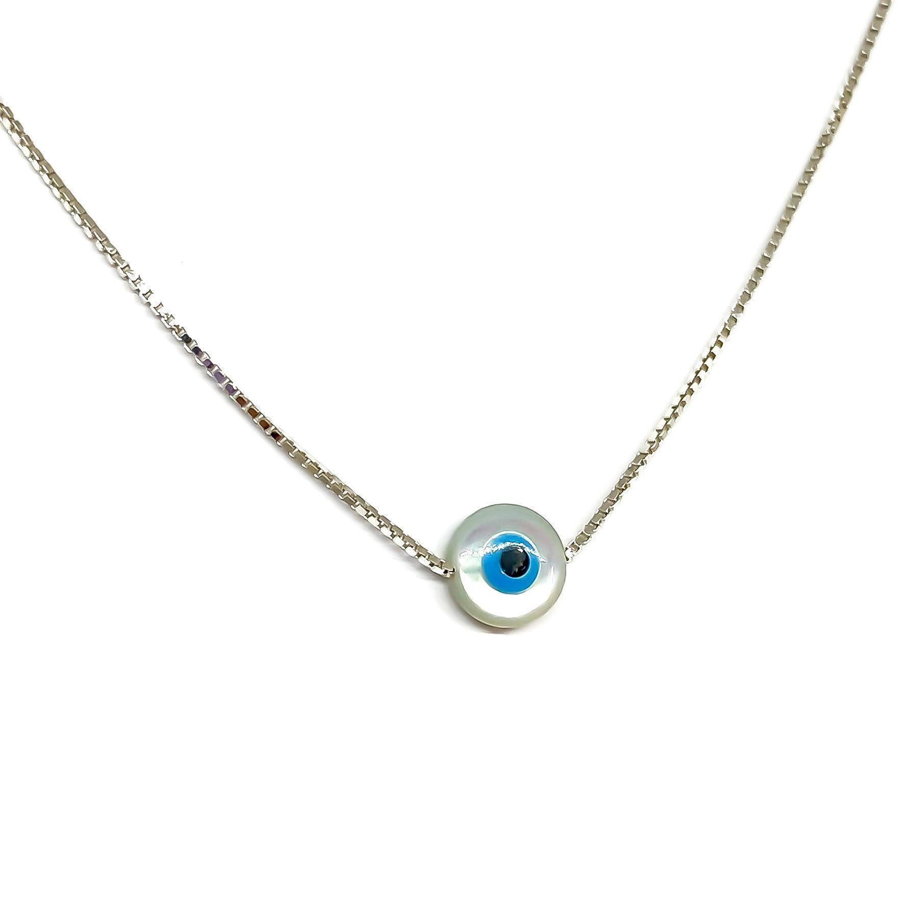 Collar Ojo Turco Nácar Plata Fina 925-2