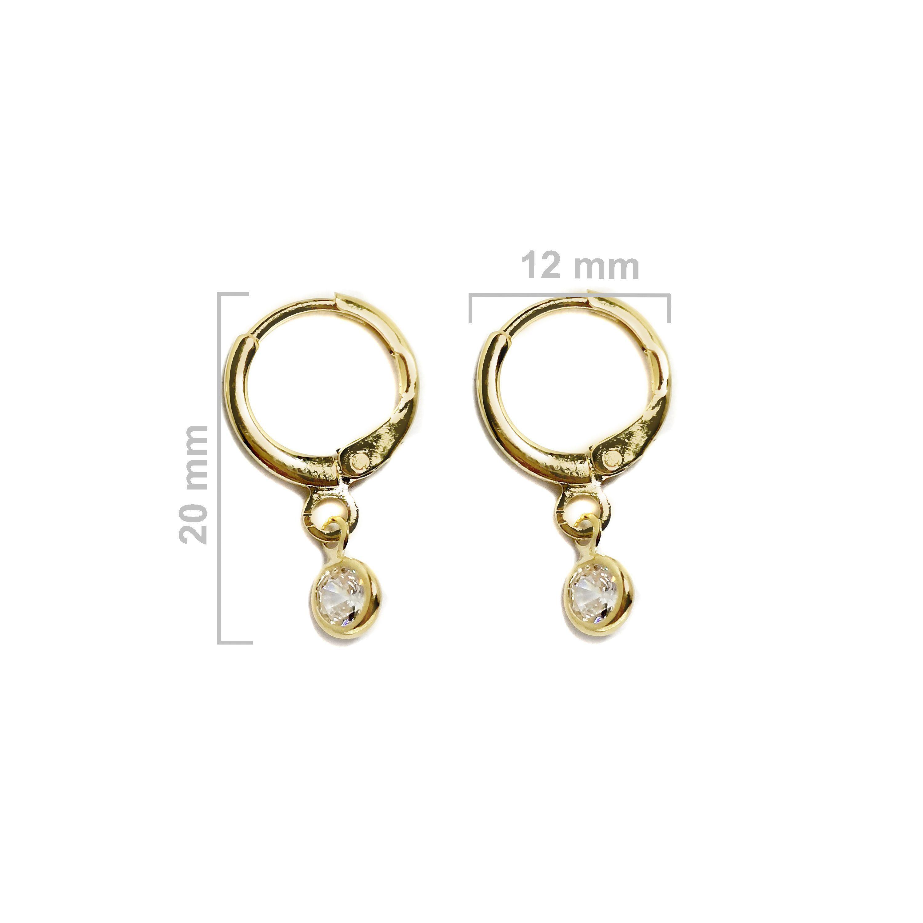 Aros Argolla Circón Blanco Enchapado Oro 18K-2