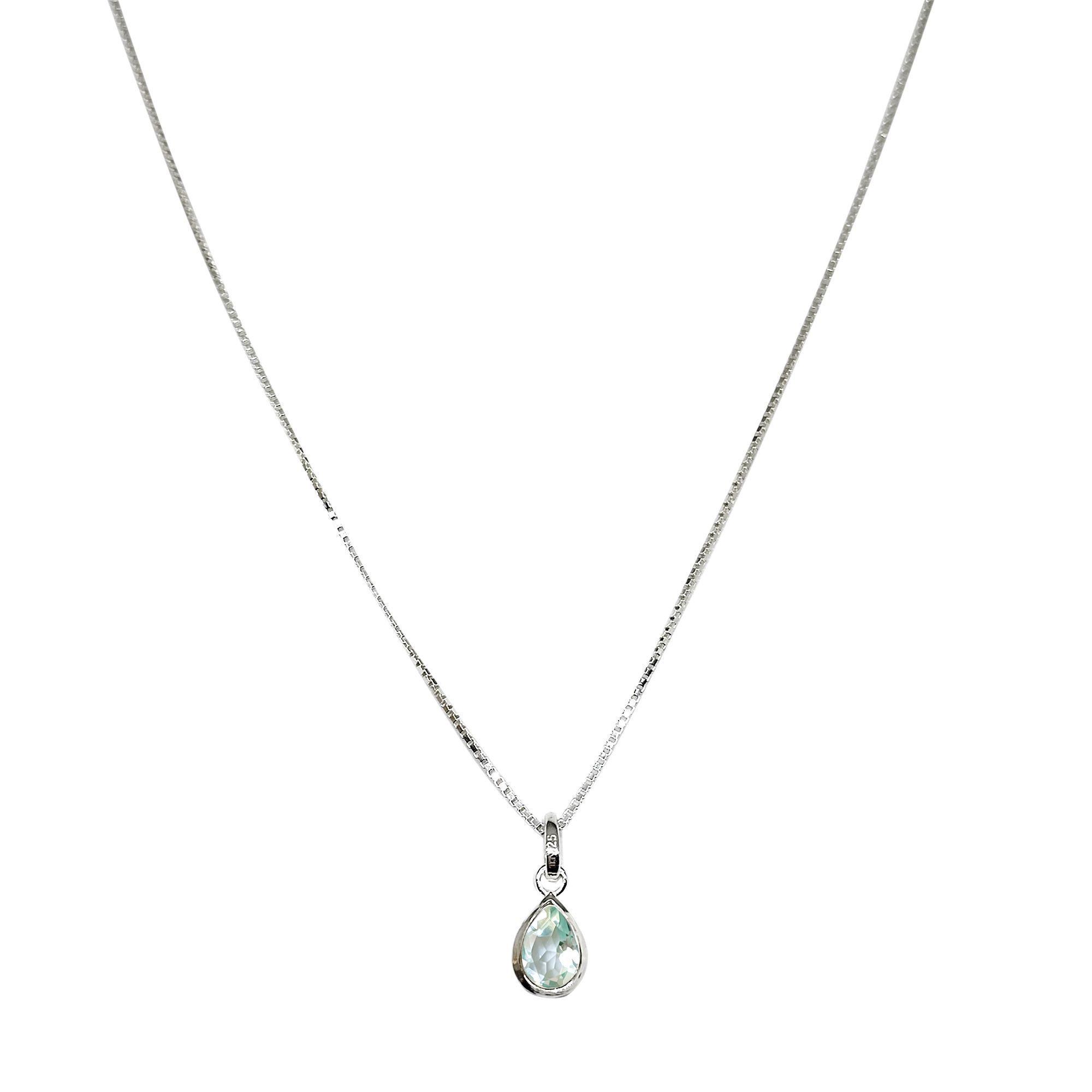 Collar Meena Gota Topacio Celeste Plata Fina 925-0