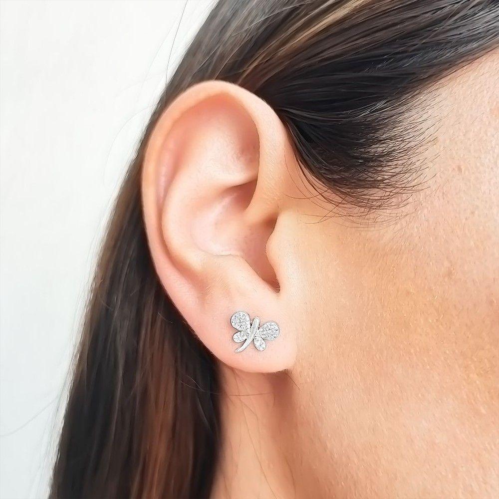 Aros Mariposa Circón Plata Fina 925-2