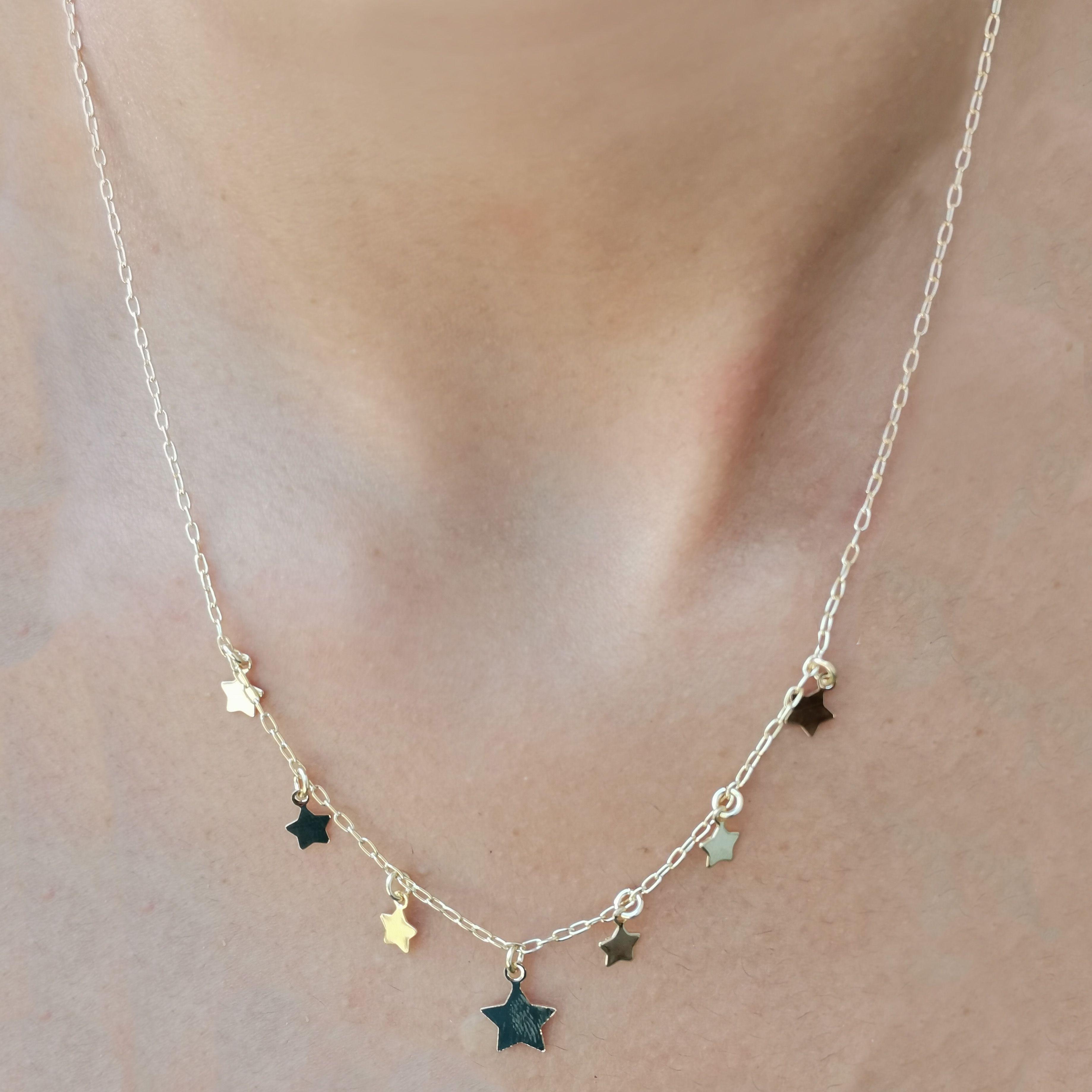 Collar 7 Estrellas Enchapado Oro 18K 50cm-2