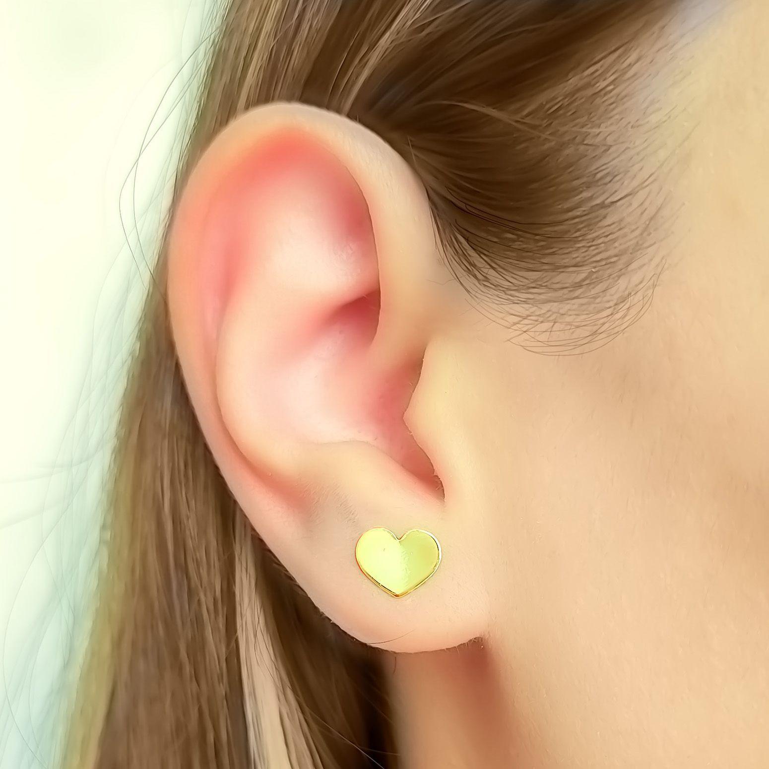 Aros Corazón Plano Mediano Enchapado Oro 18K-3