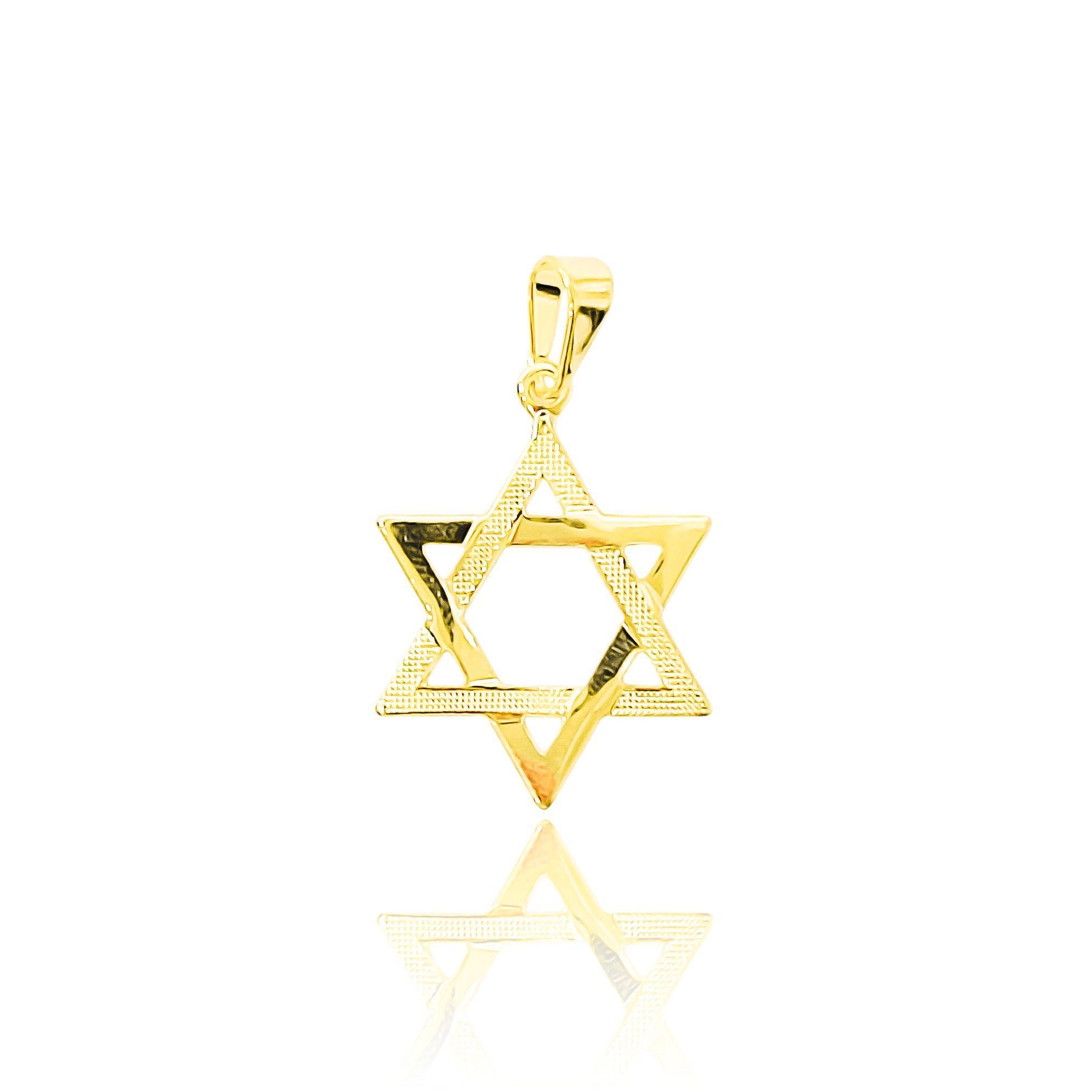 Colgante Estrella De David Satinada Enchapado Oro 18K-0