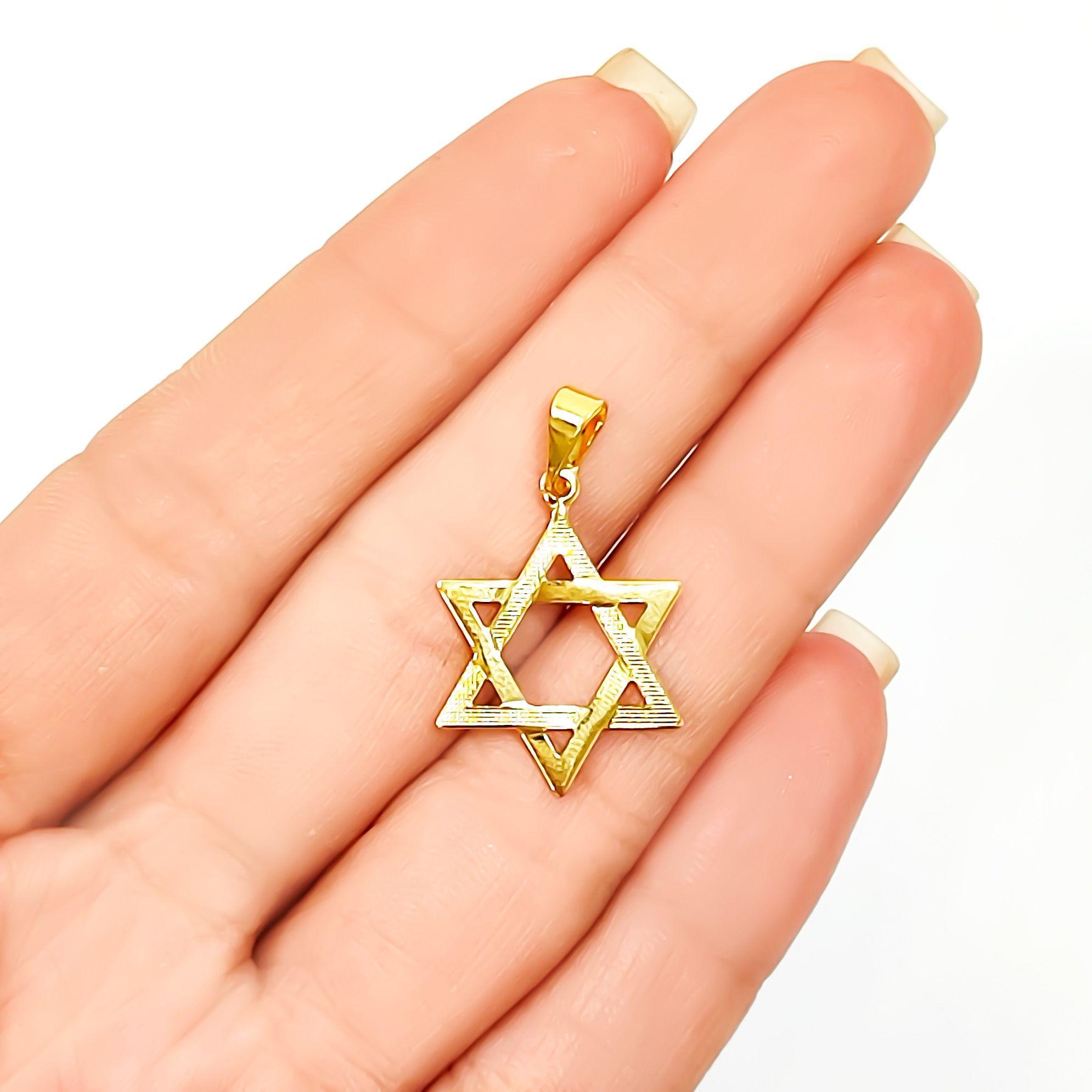 Colgante Estrella De David Satinada Enchapado Oro 18K-2
