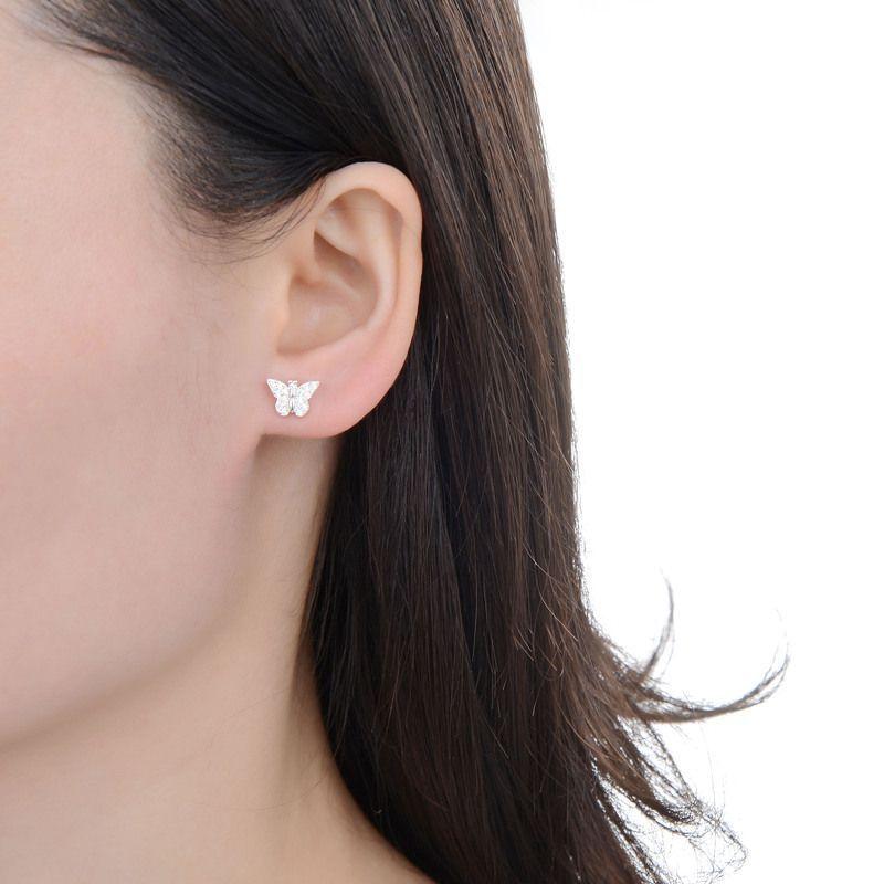 Aros Mariposa Circones Blancos Plata Fina 925-3