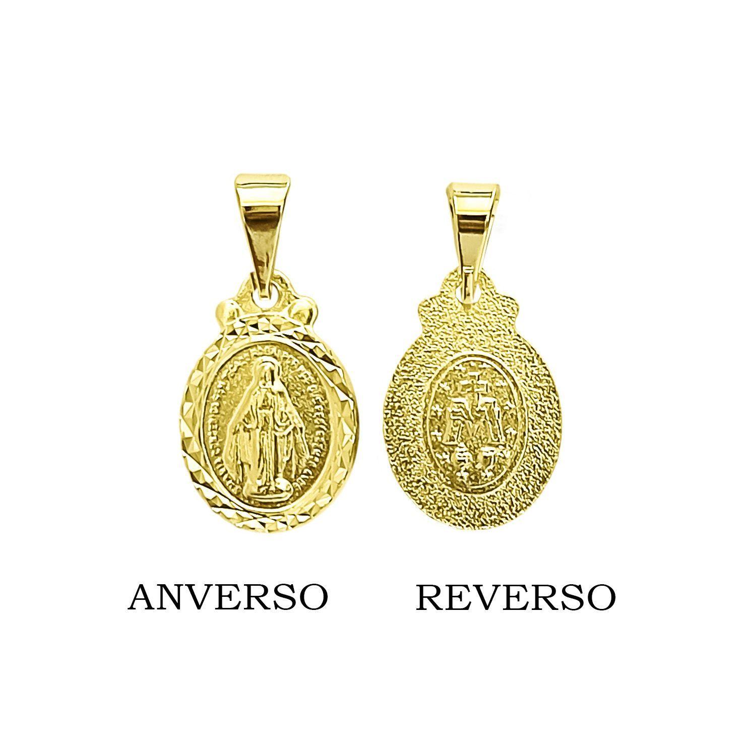 Colgante Medalla Virgen De Los rayos 11mm Borde Ovalada Enchapado Oro 18K-2