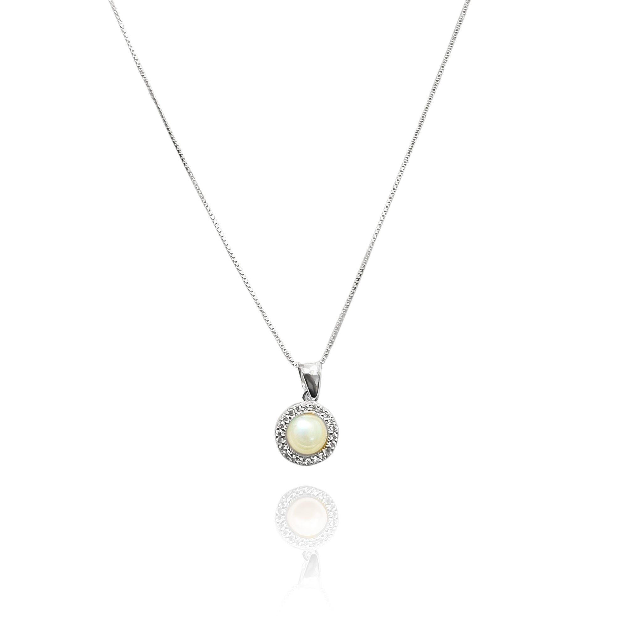 Collar Perla Cintillo Circ n Plata Fina 925-0