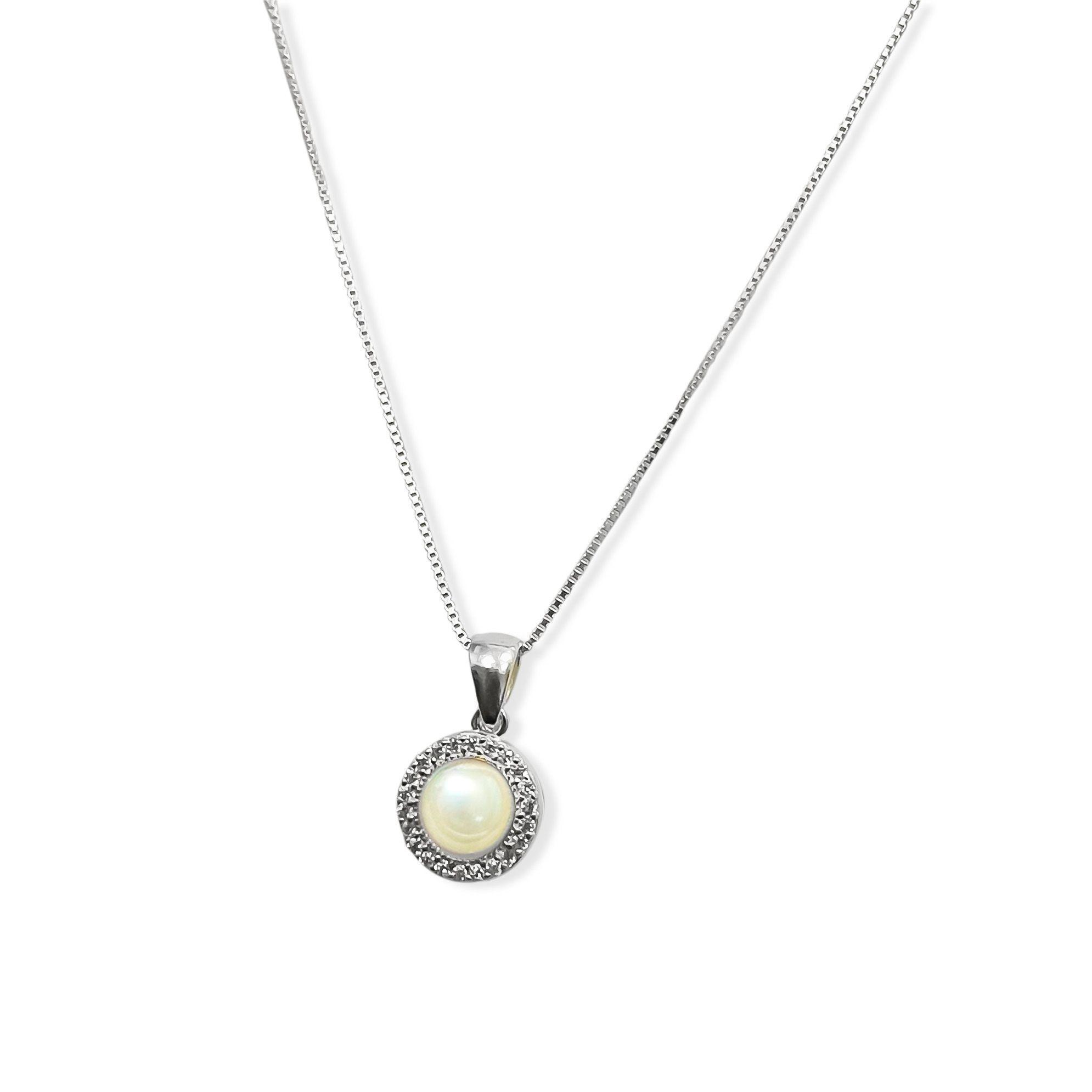 Collar Perla Cintillo Circ n Plata Fina 925-1