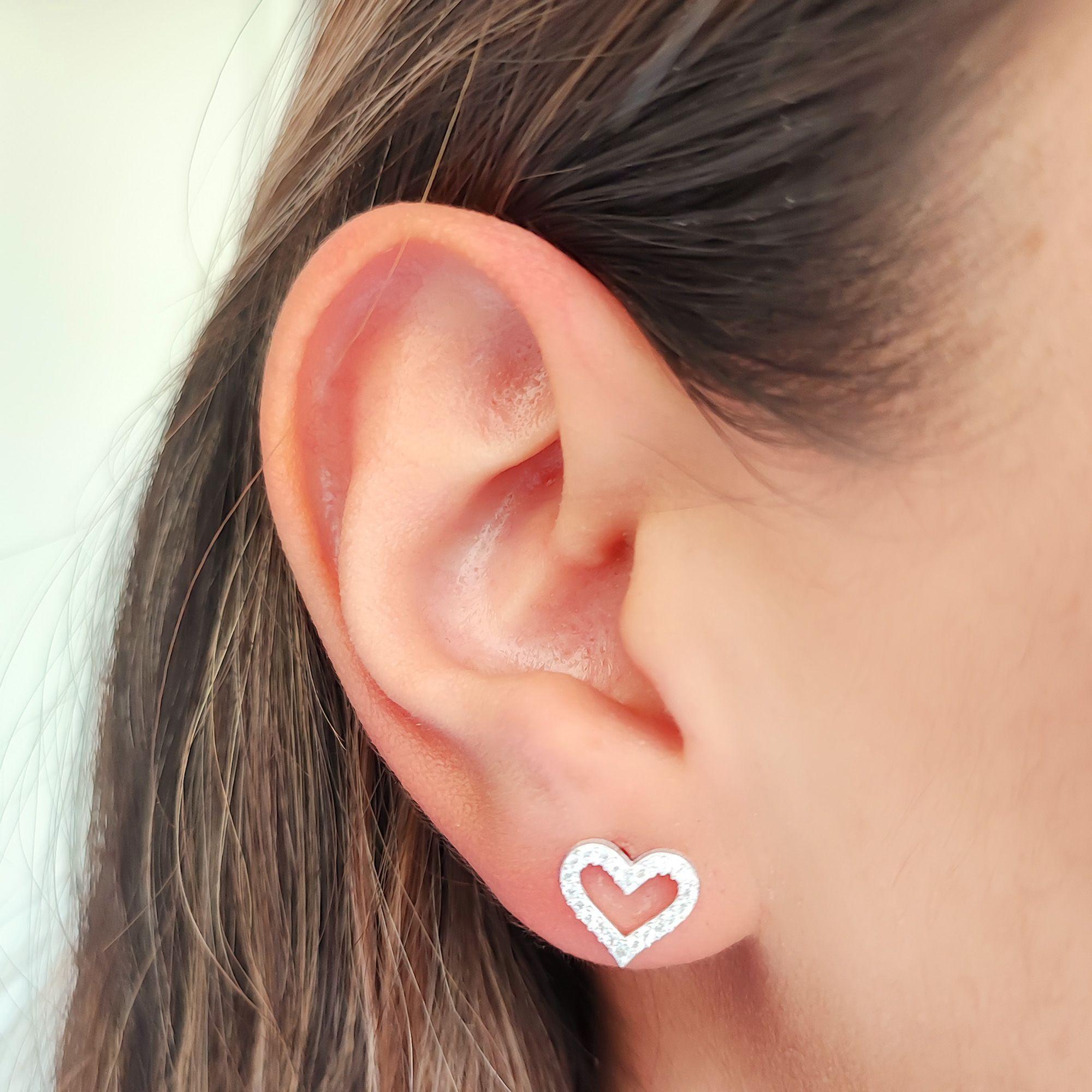 Aros Corazón Circón Romance Plata Fina 925-2