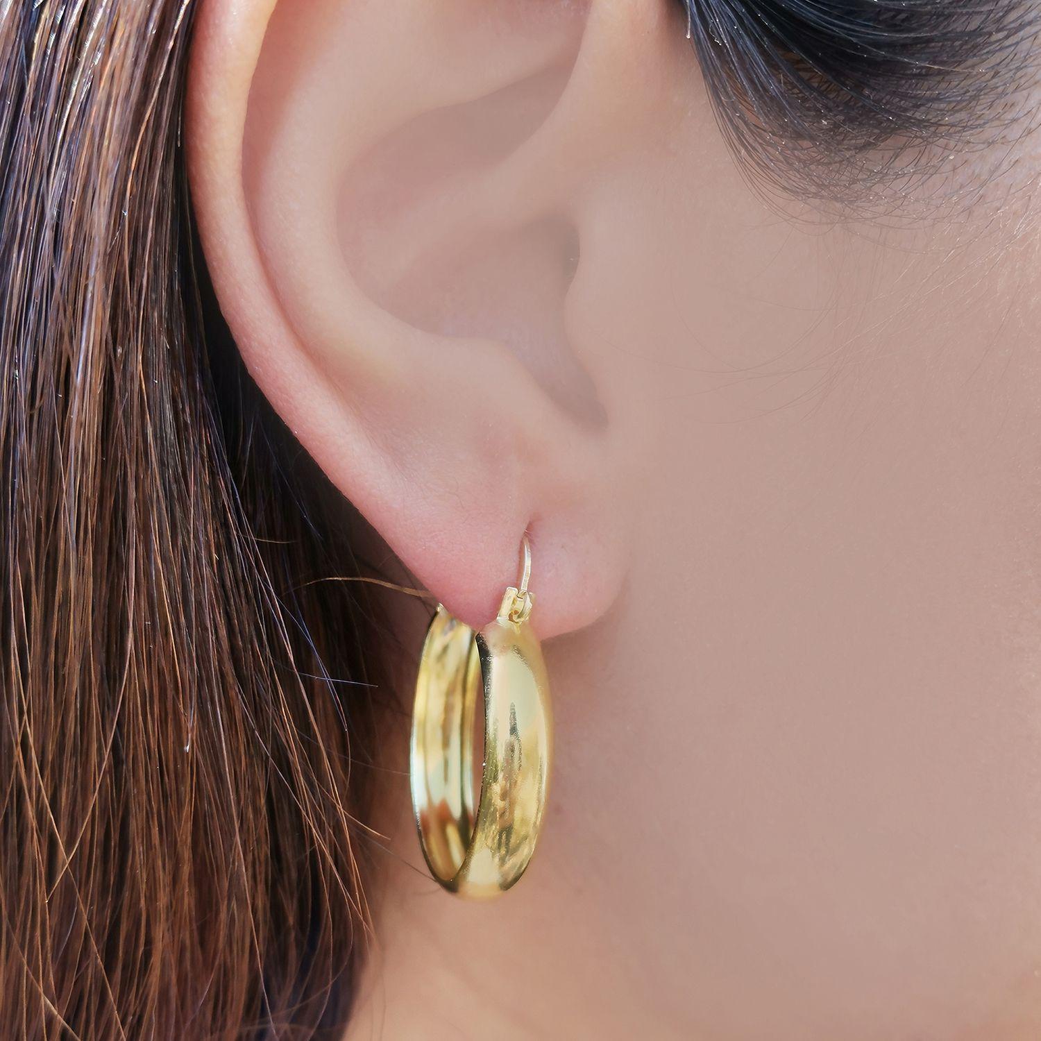 Aros Argolla Bote 26mm Enchapado Oro 18K-1