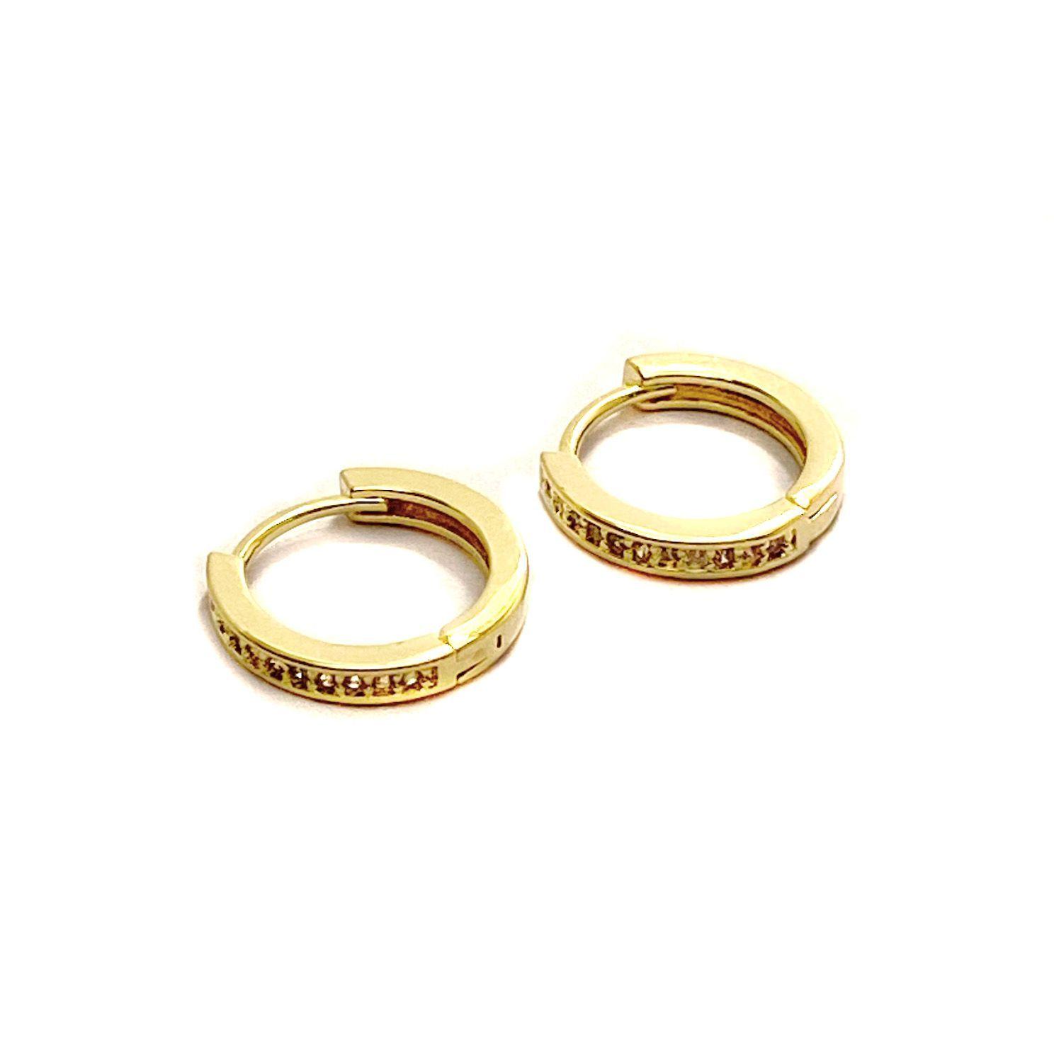 Aros Argolla Circón 13mm Enchapado Oro 18K-2