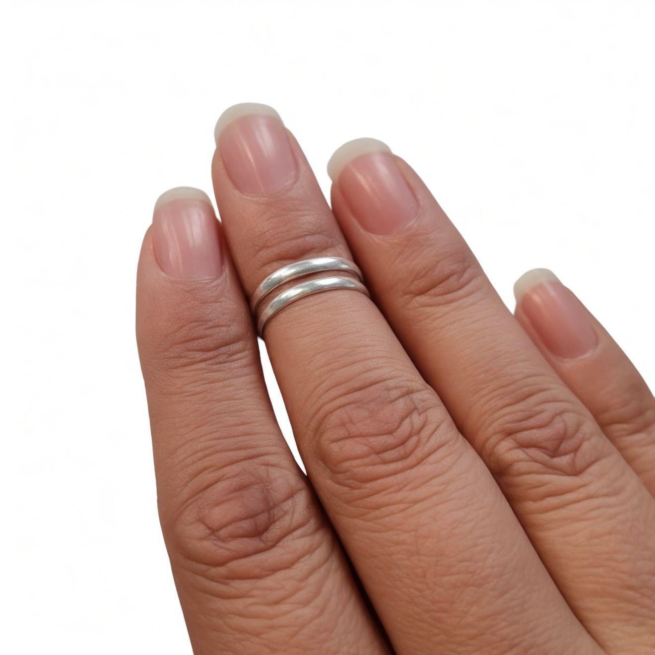 Anillo Midi Argolla Doble Plata Fina 925-1