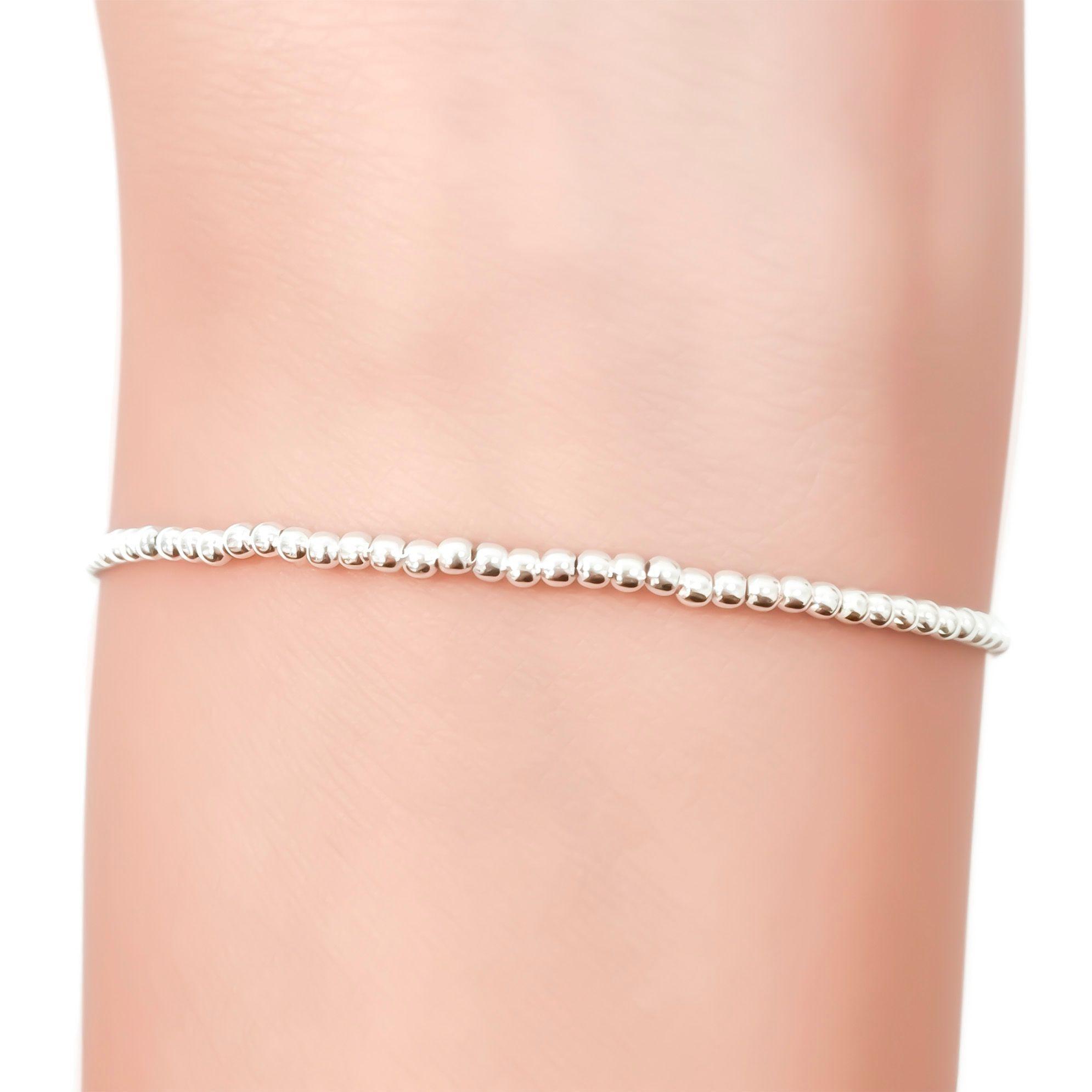 Pulsera Bolitas 2mm Plata Fina 925-2