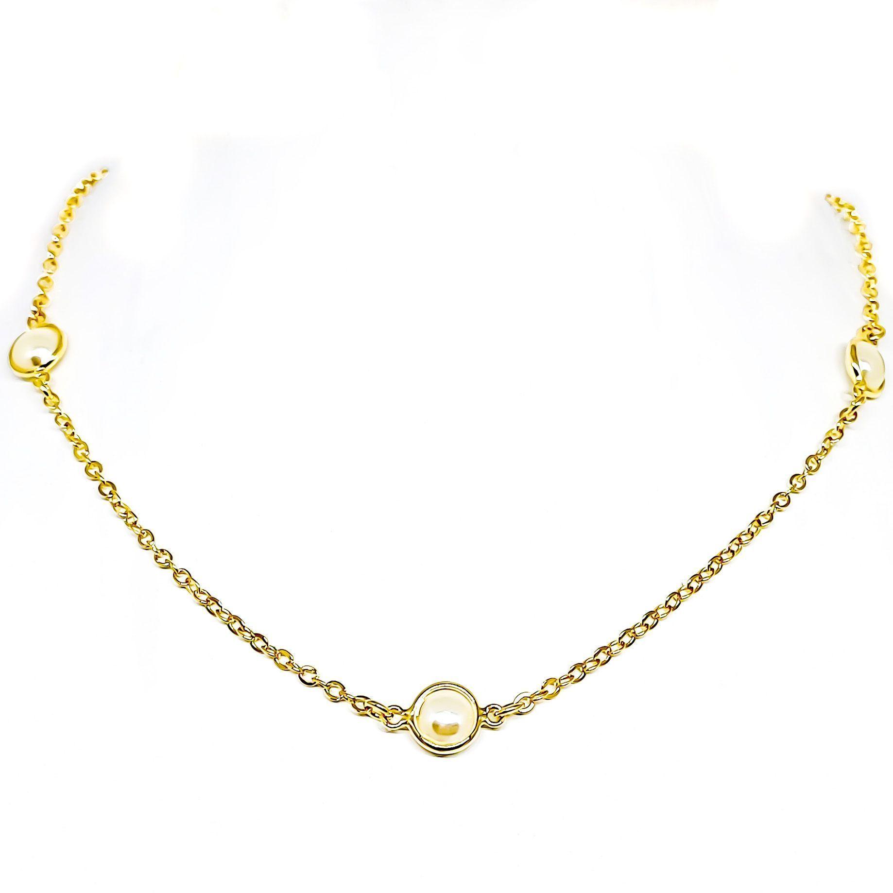 Collar 4 Perla Enchapado Oro 18K-0