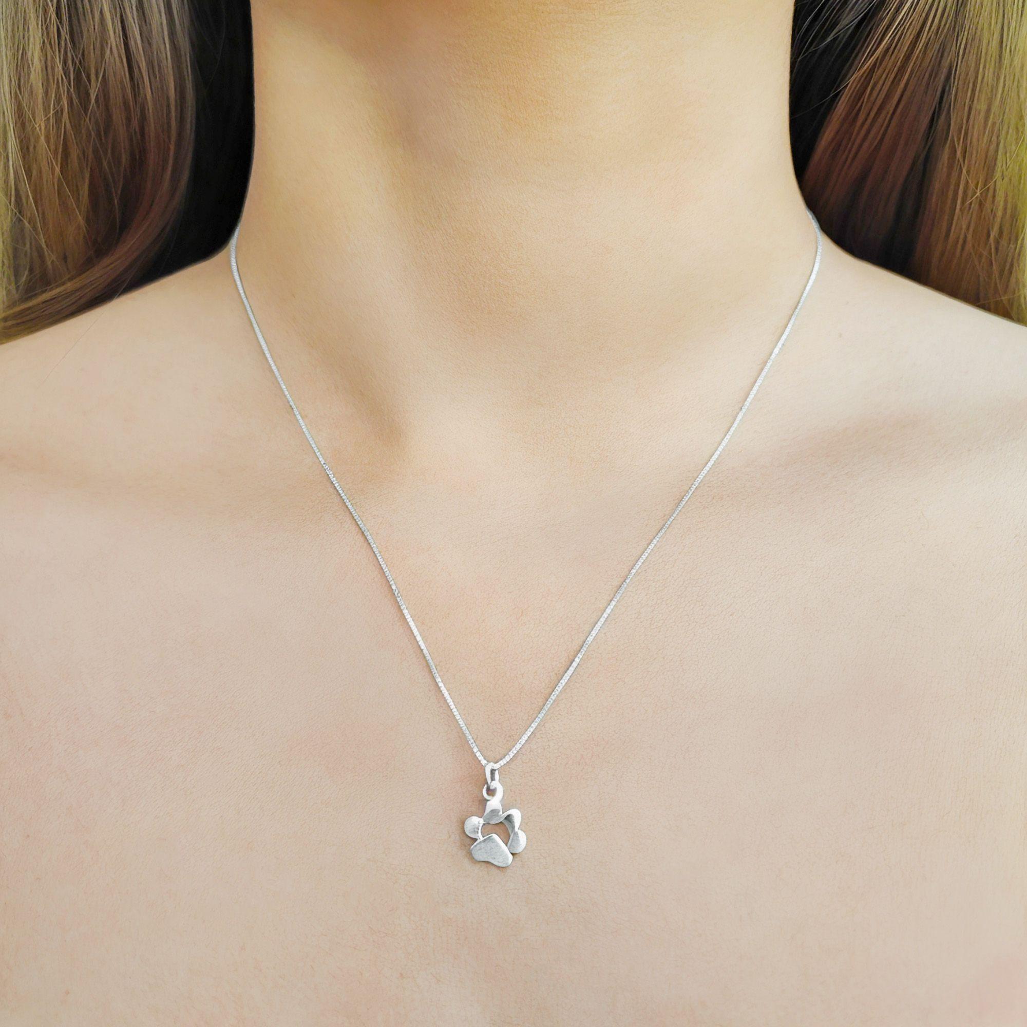 Collar Huella Perro Plata Fina 925-2