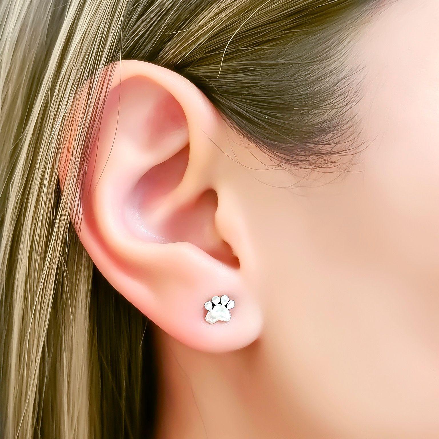 Aros Huella Perro Mini Plata Fina 925-2