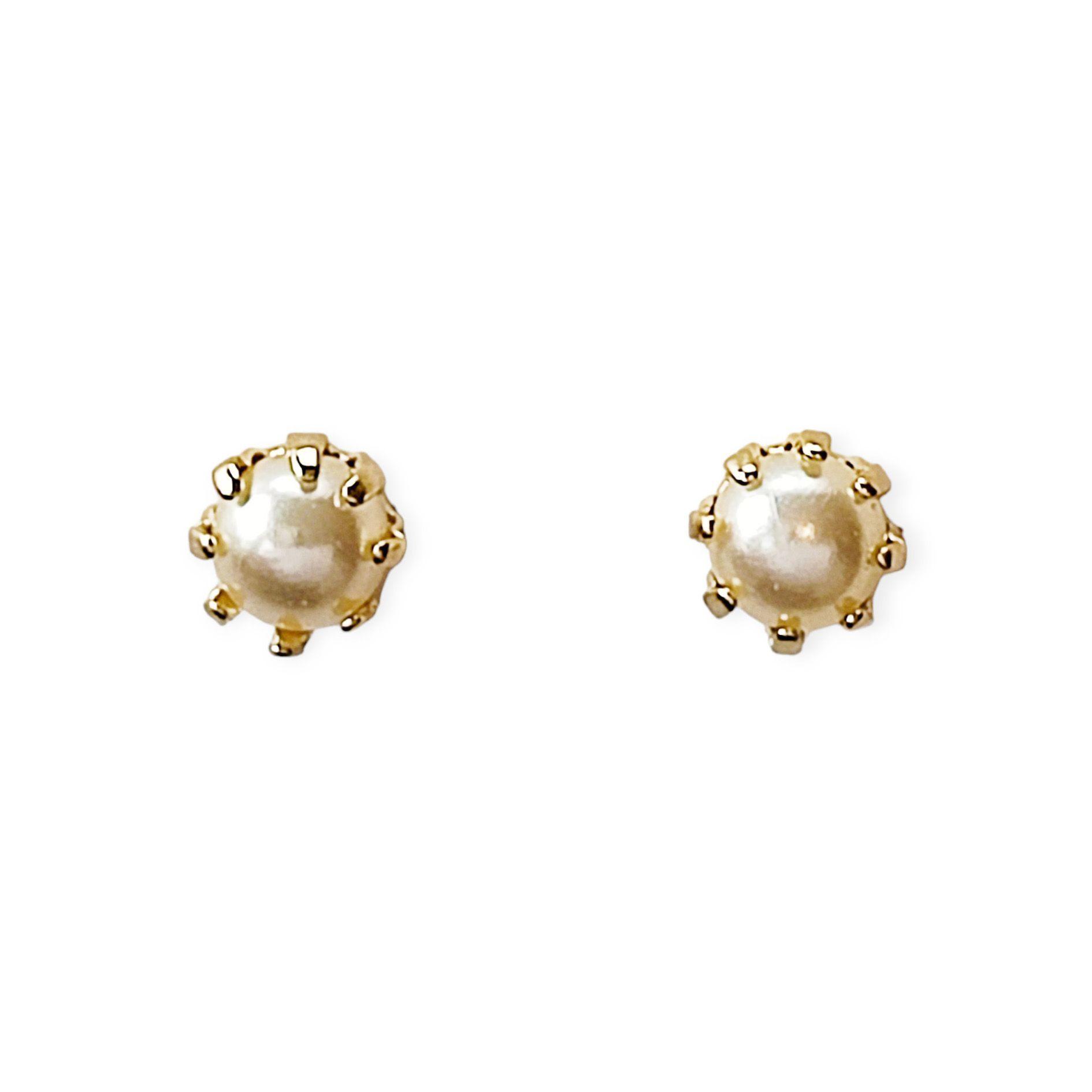 Aros Mini Perla Sintética Enchapado Oro 18K-2