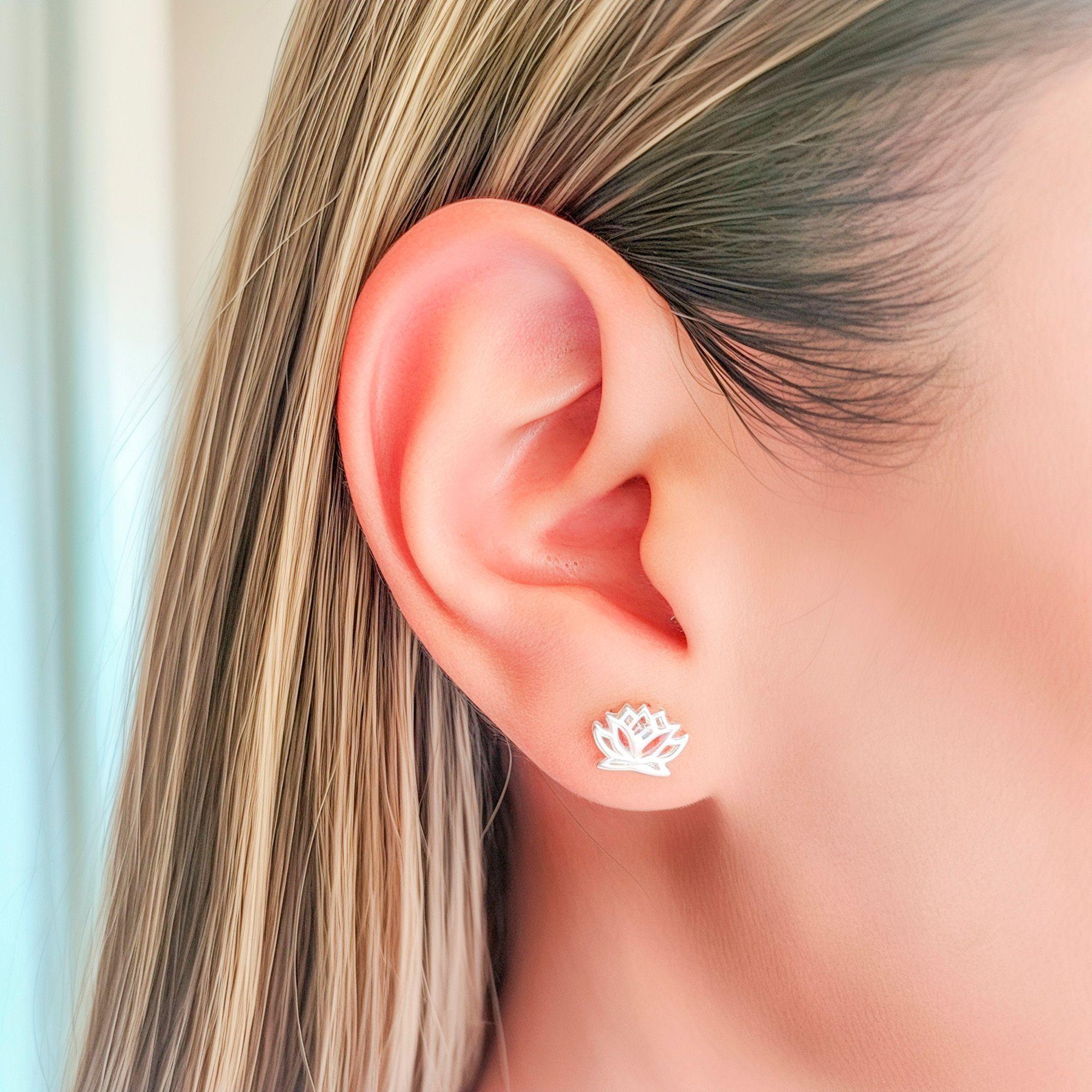 Aros Flor De Loto Lisa Plata Fina 925-2