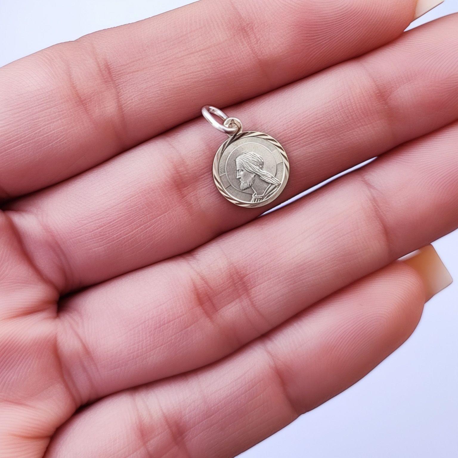 Colgante Medalla Jesús 10mm Plata Fina 925-2