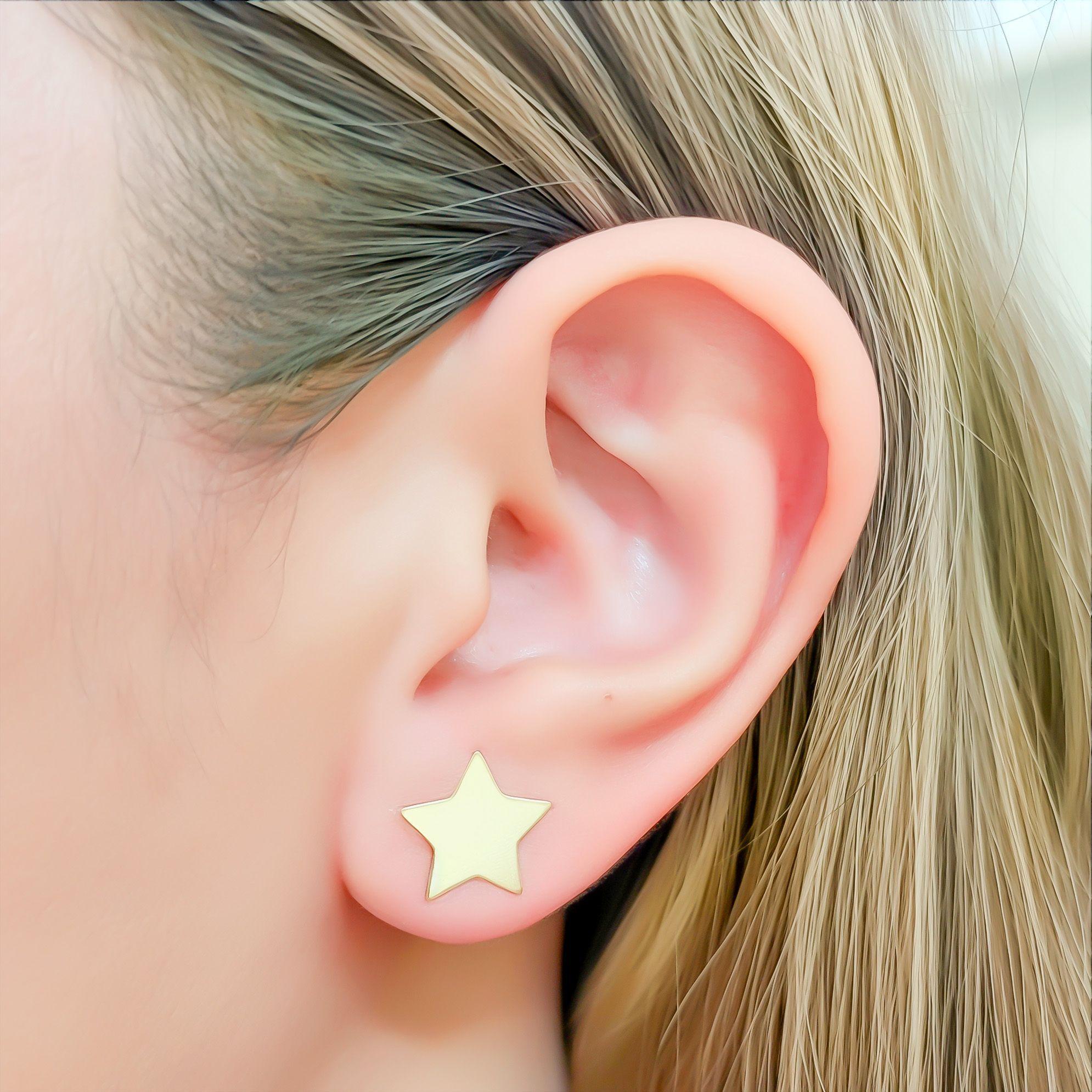 Aros Estrella 12mm Enchapado Oro 18K-2