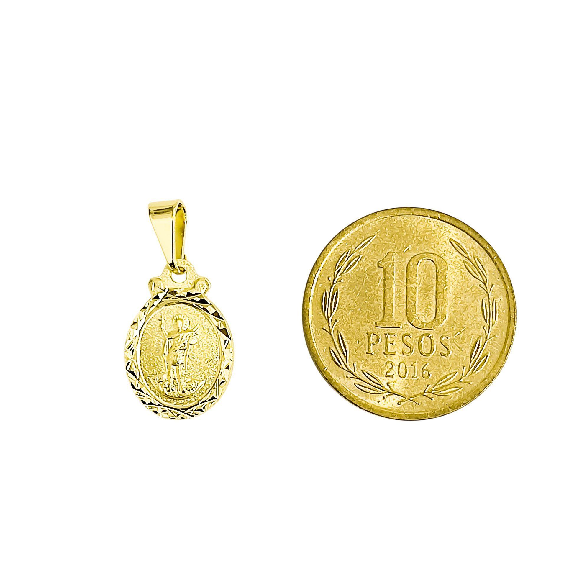 Colgante Medalla San Expedito Ovalado Borde Enchapado Oro 18K-3