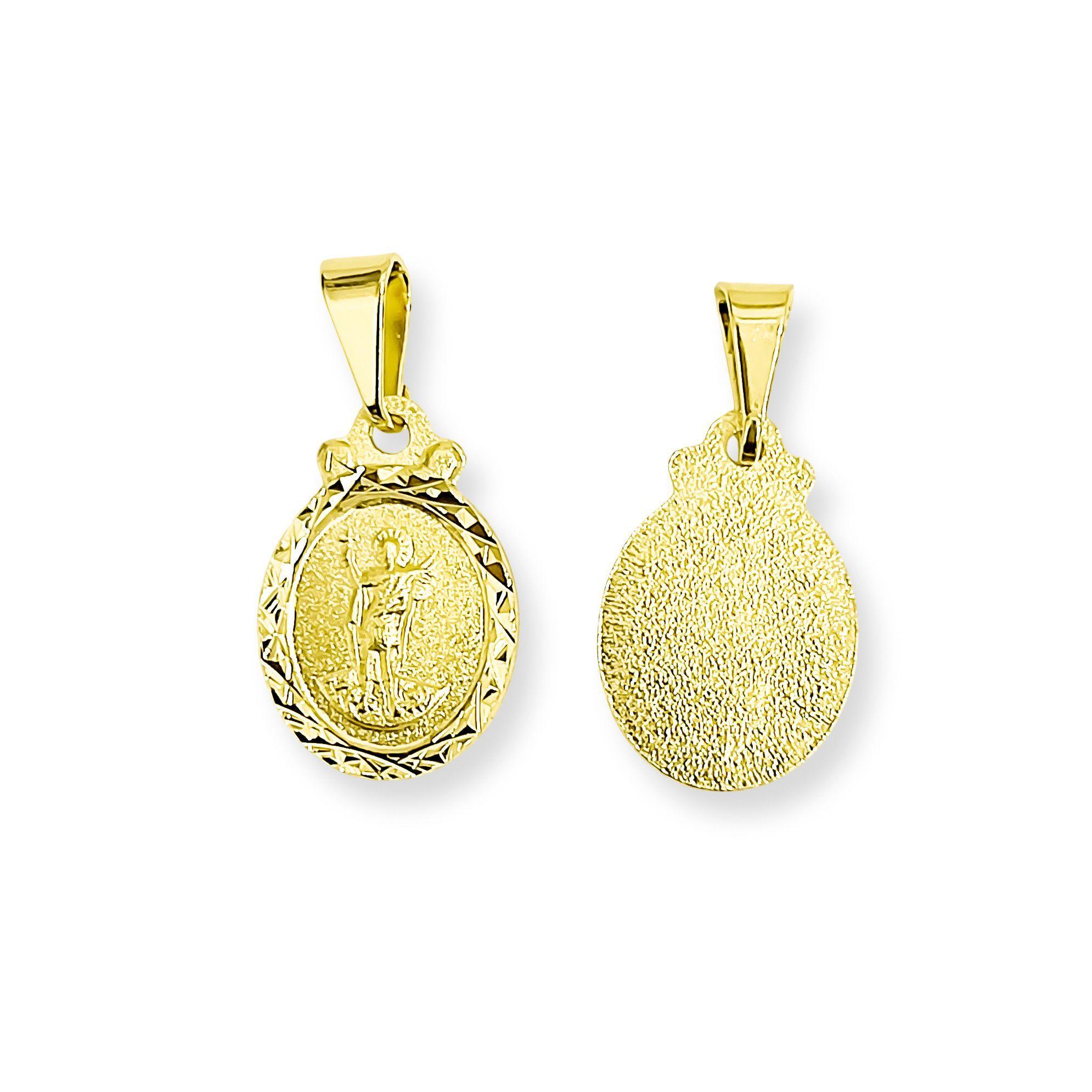 Colgante Medalla San Expedito Ovalado Borde Enchapado Oro 18K-4
