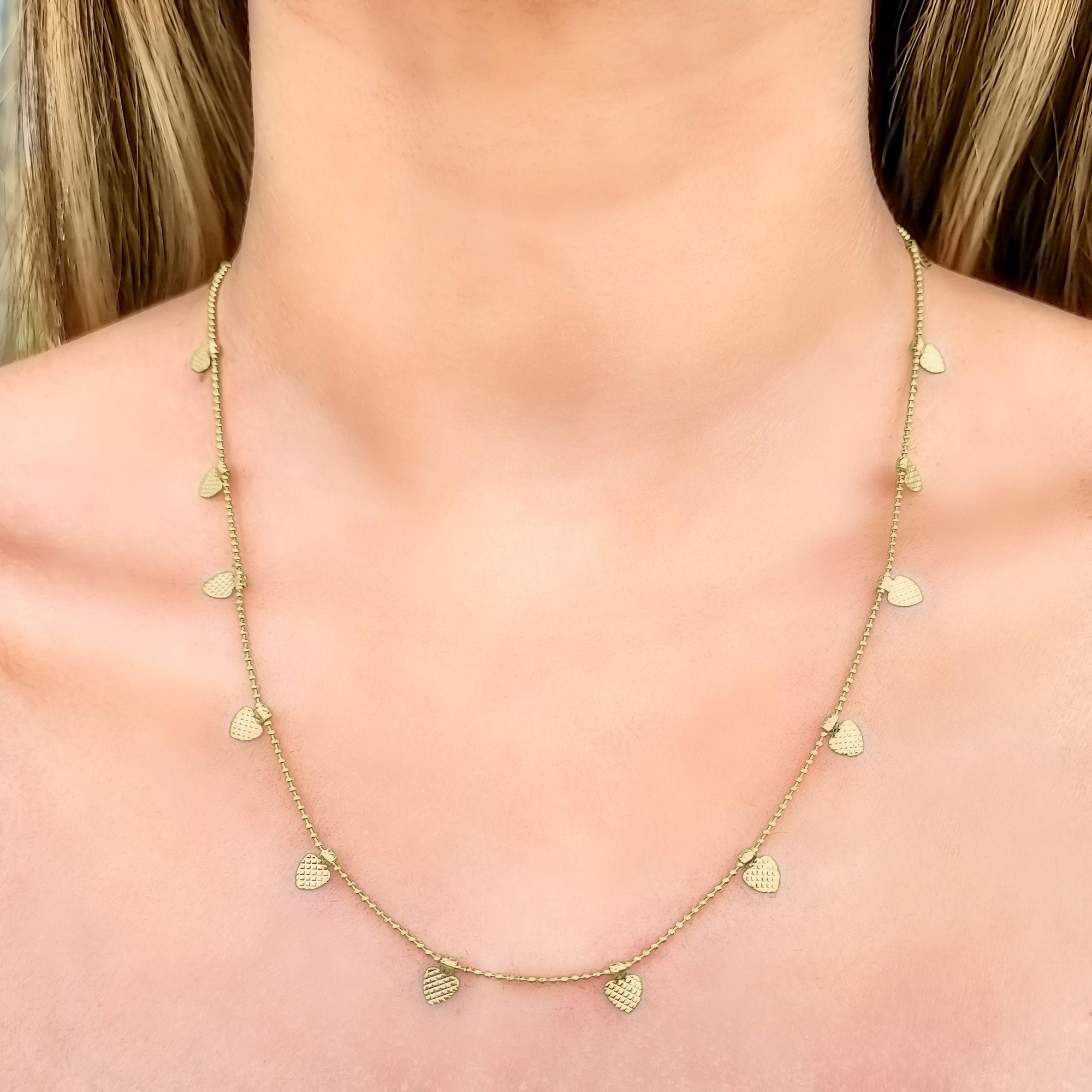 Collar Corazones 5mm Enchapado Oro 18K-2